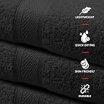 Canadian Linen Imperial Premium Hand Towels Set, 6 Pack, 16”x27”, Soft Absorbent Cotton Towels Lightweight Quick Dry Bathroom Towel for Hair Salon Hotel Home Massage Spa Kitchen Gym Pool Sports, Black
