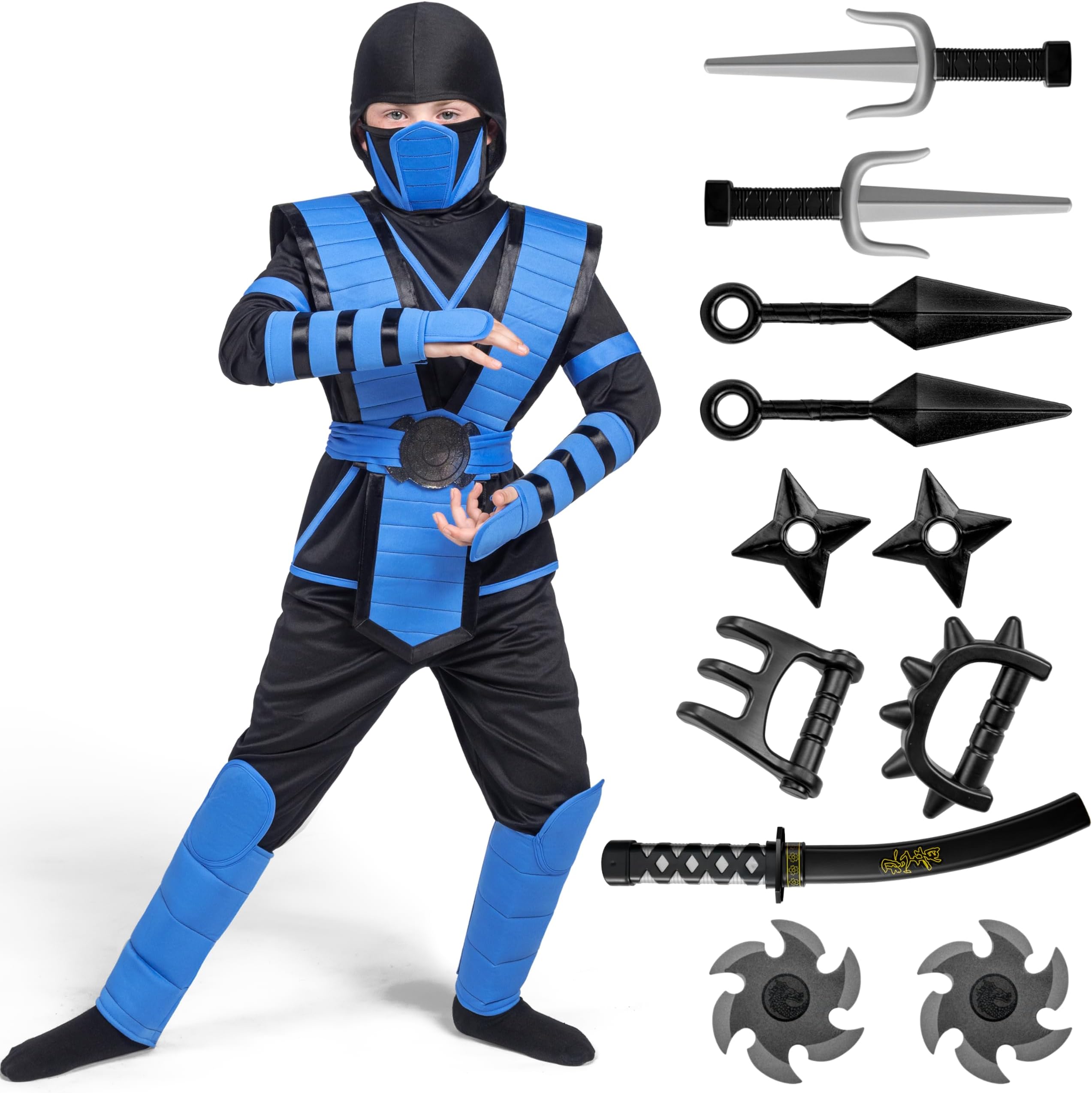 Spooktacular Creations Blue Ninja Costume for Kids, Ninja Costume for Toddler Boys Halloween Dress Up, Role Play