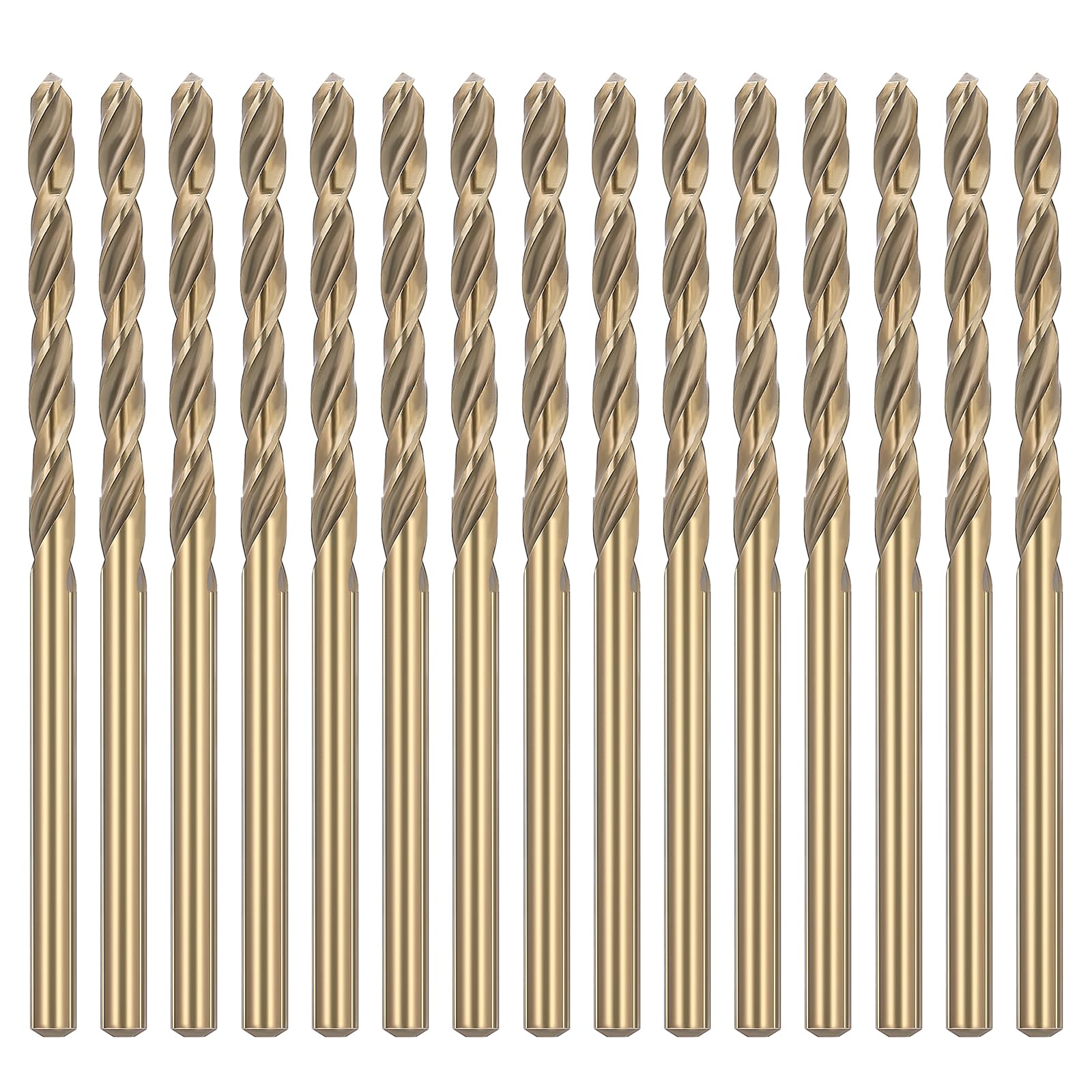 15 Pcs 1/8" Cobalt Drill Bit M35 High-Speed Steel Twist Drill Bit for Stainless Steel Hard Metal Cast Iron Plastic Wood