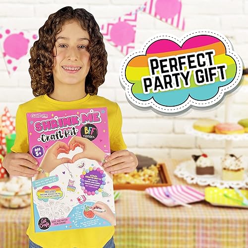 Miniatura 8 de GirlZone Kit de manualidades Shrink Me para crear arte retráctil y hacer tu propio llavero con hoja de plástico retráctil, marcador termorretráctil