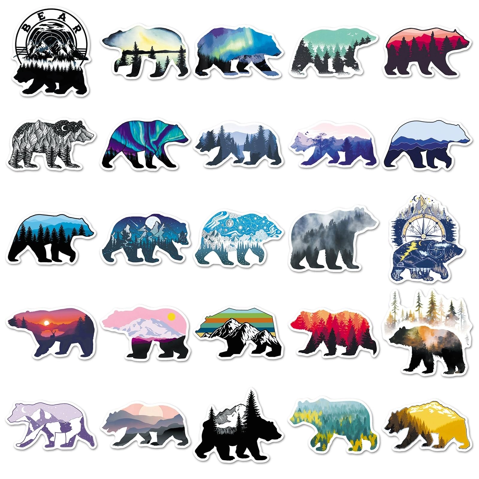 50 Pcs Grizzly Bear Stickers for Water Bottle Waterproof Sticker for Laptop Skateboard Phone Car Decals for Teens Adults for Party Favors Supplies Decor (Bear Stickers) - Image 3