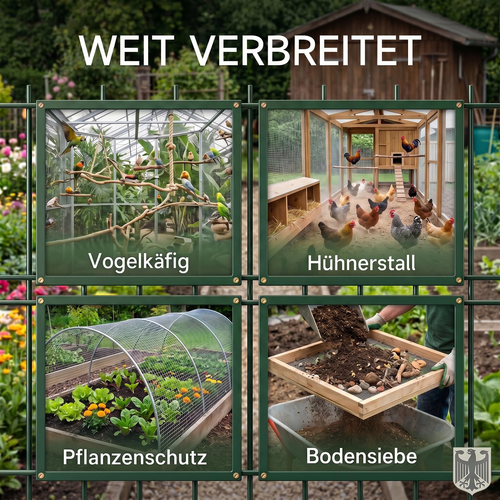 MINEHAJIME Wühlmausgitter 1x10m für Hochbeet - 6,3mm Maschendraht Drahtgitter gegen Wühlmäuse, Hasendraht Kaninchendraht verzinkt, Nagetierschutz für Hochbeet Garten Kaninchenstall Hühnerstall