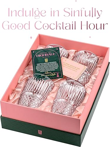 Miniatura 4 de GLASSIQUE CADEAU Vasos de cóctel vintage de ginebra y ron de piña, juego de 4, vasos de cristal pesados de 12 onzas de alto para beber bebidas