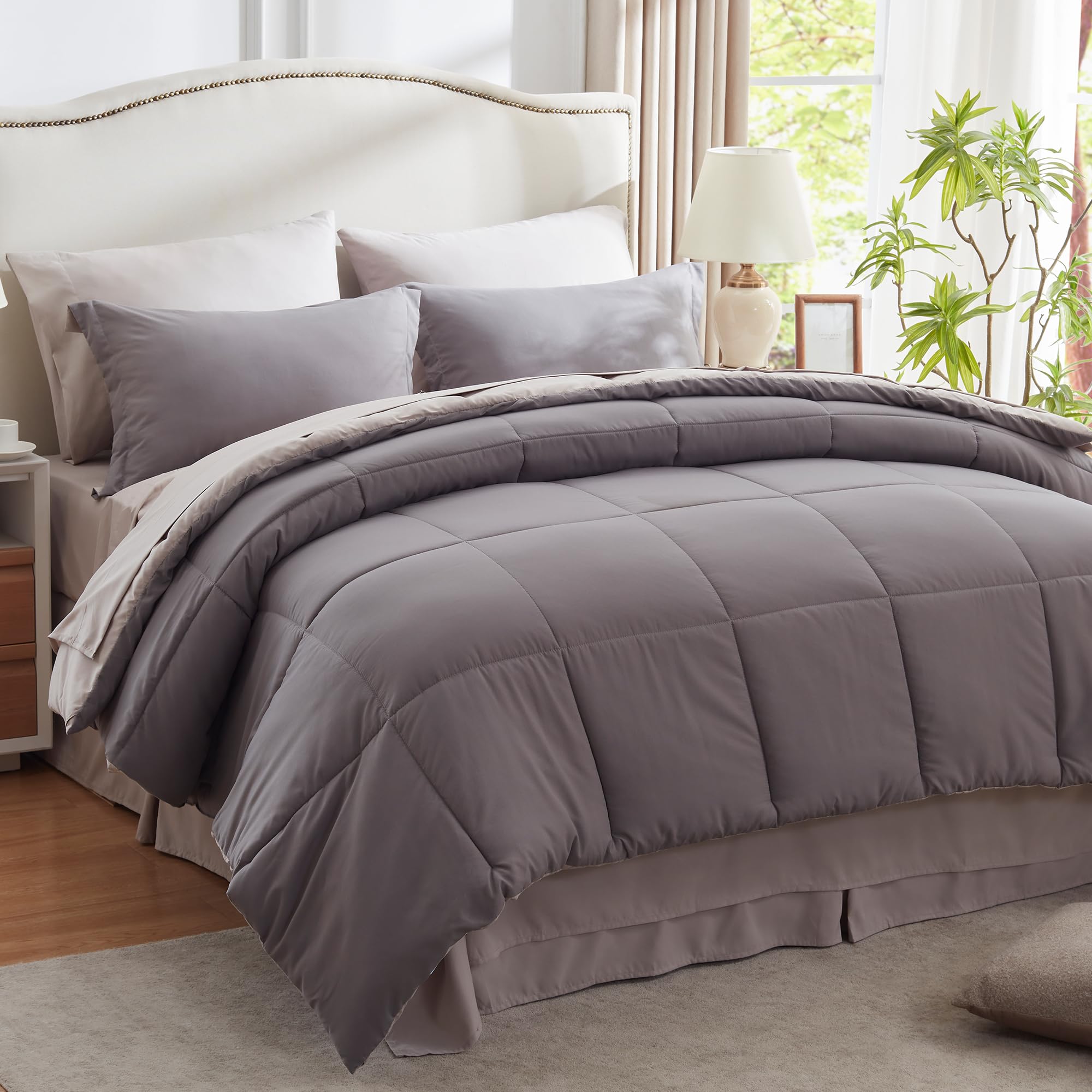 NexHome Queen Comforter Set Bed in a Bag 8 Piece All Season Bedding