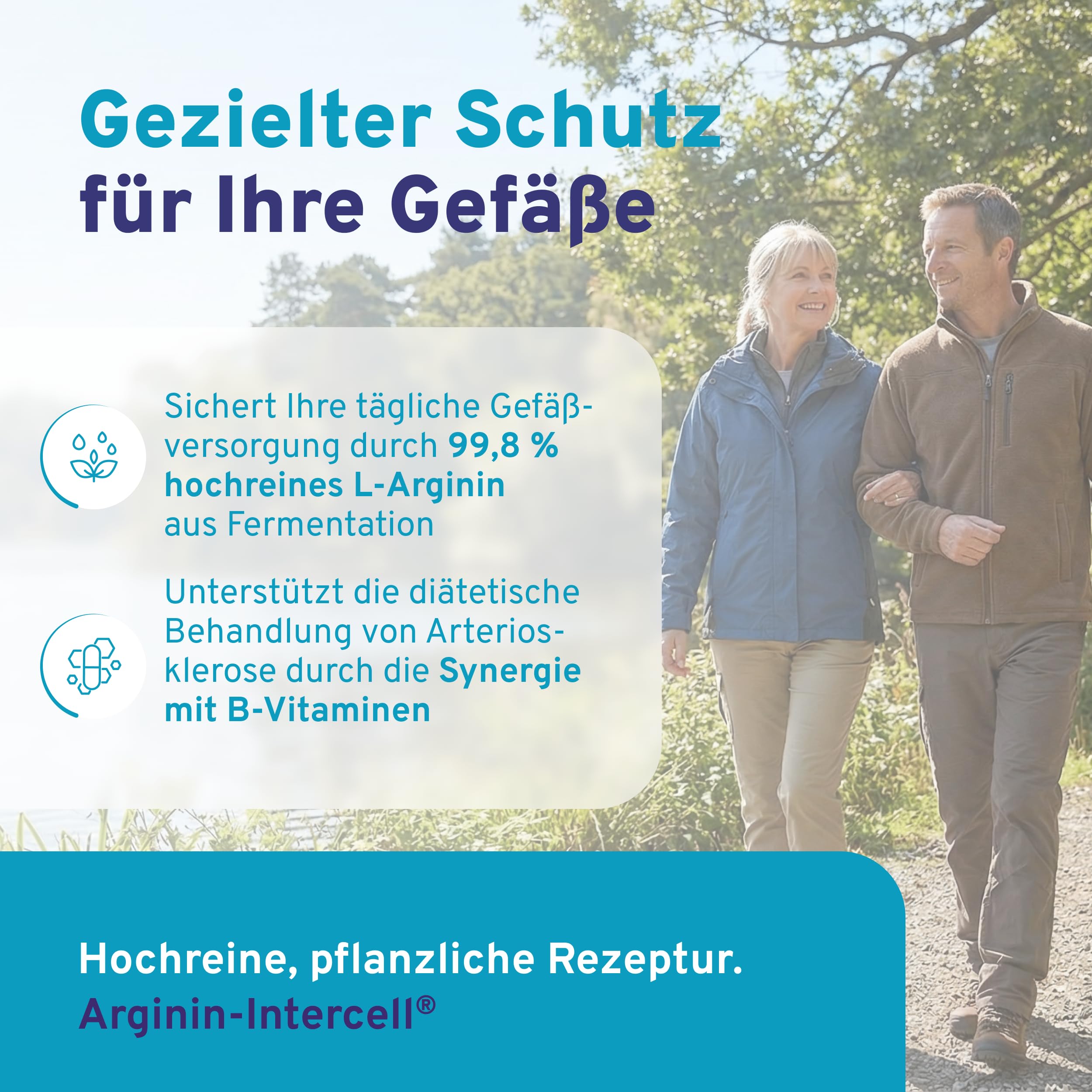 Arginin Intercell (160 Kapseln) – Reines L-Arginin Base aus pflanzlicher Fermentation (99,8%) – Hochdosiert zum Diätmanagement – Mit B6, B12 & Folsäure – Vegan