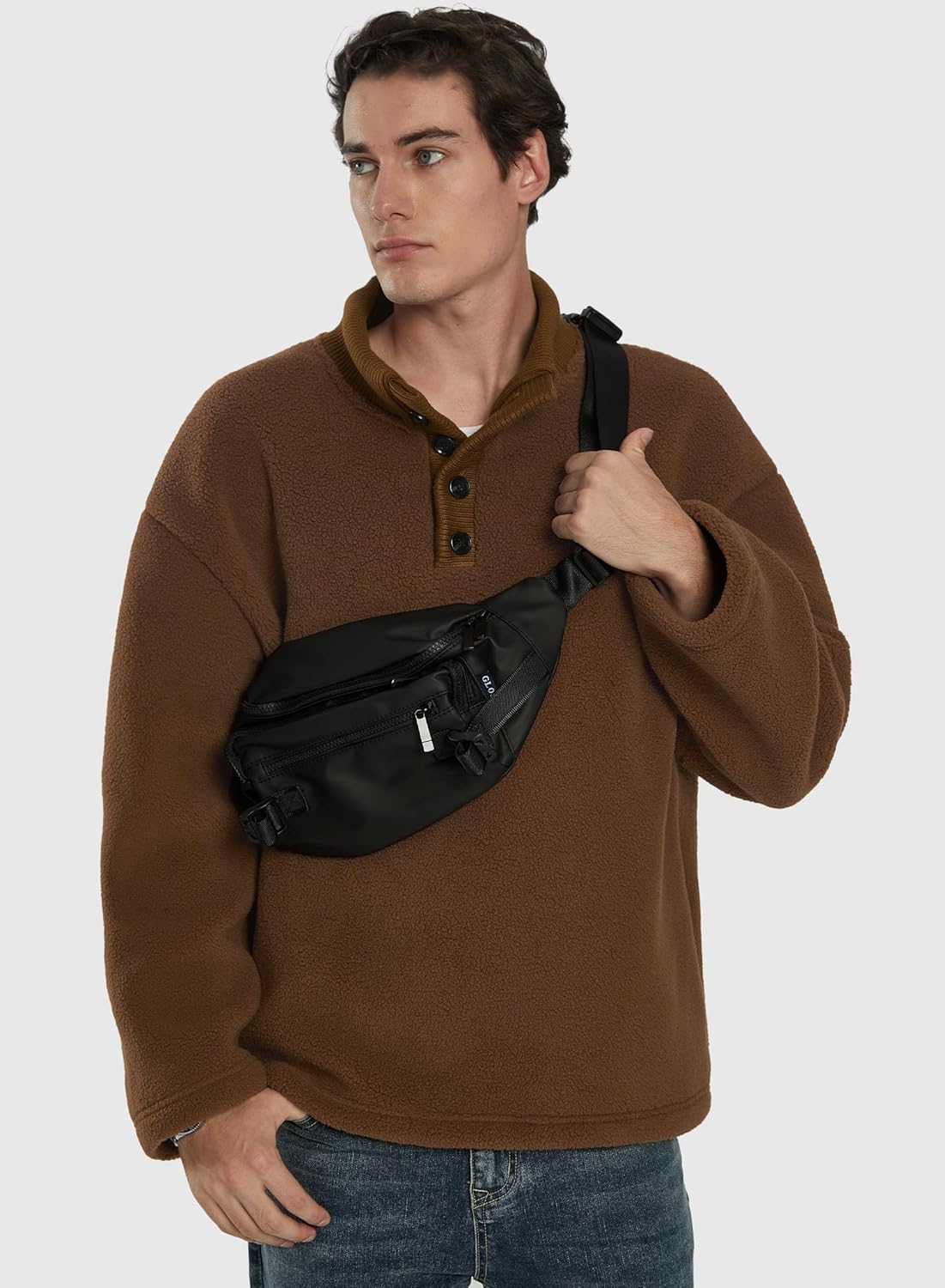 Mainfini Men's Fuzzy Sherpa Pullover Collared Button Fleece Sweater with Pockets (S-XXL) - Image 7