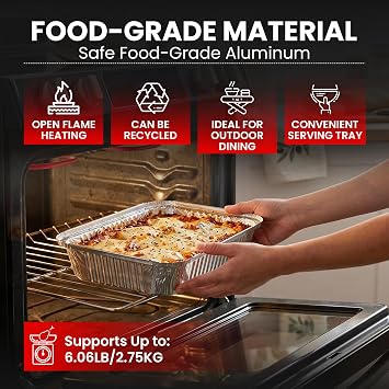 COMFICOVE Disposable Chafing Dish Buffet Set Food Warming Trays Replacement - 3 Water Food Warmer Pans - 6 Foil Pans - 6 Lids - Buffet Set Trays Food Warmers for Parties & Events