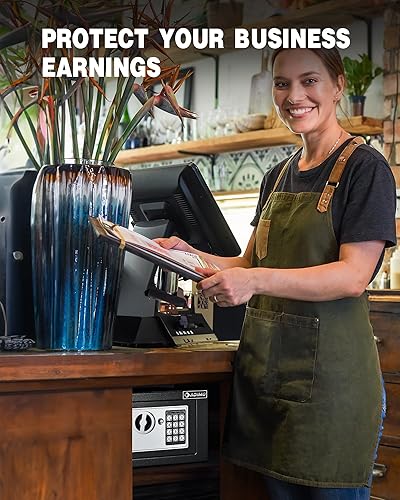 Miniatura 27 de ADIMO Caja fuerte, pequeña caja fuerte para dormitorio universitario con bolsa de dinero impermeable ignífuga para dinero en efectivo o documentos