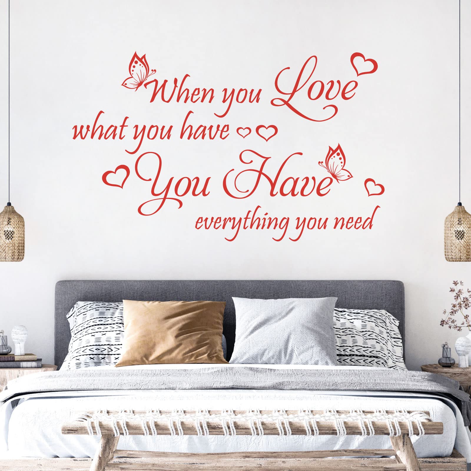 When You Love What You Have, You Have Everything ... - Quote Decal Wall Sticker [XLarge] [Tomato]