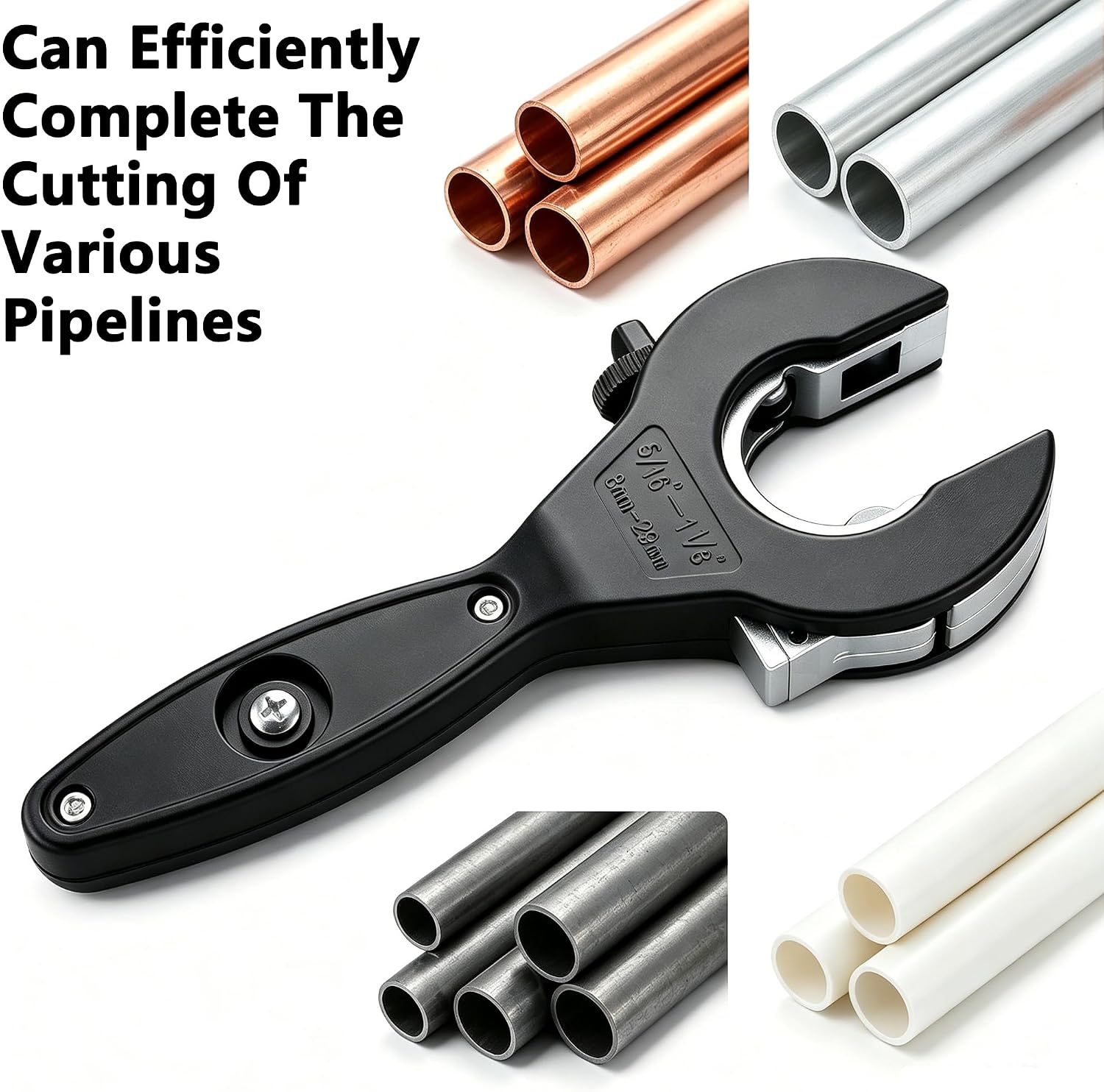Ratcheting Tubing Cutter, Copper Pipe Cutter, Ratcheting Pipe Cutter 5/16" To 1 1/8", 2 in 1-360° Close Quarters Tube Compact Cutter with Deburring Tool for Cutting Copper and Metal Pipes