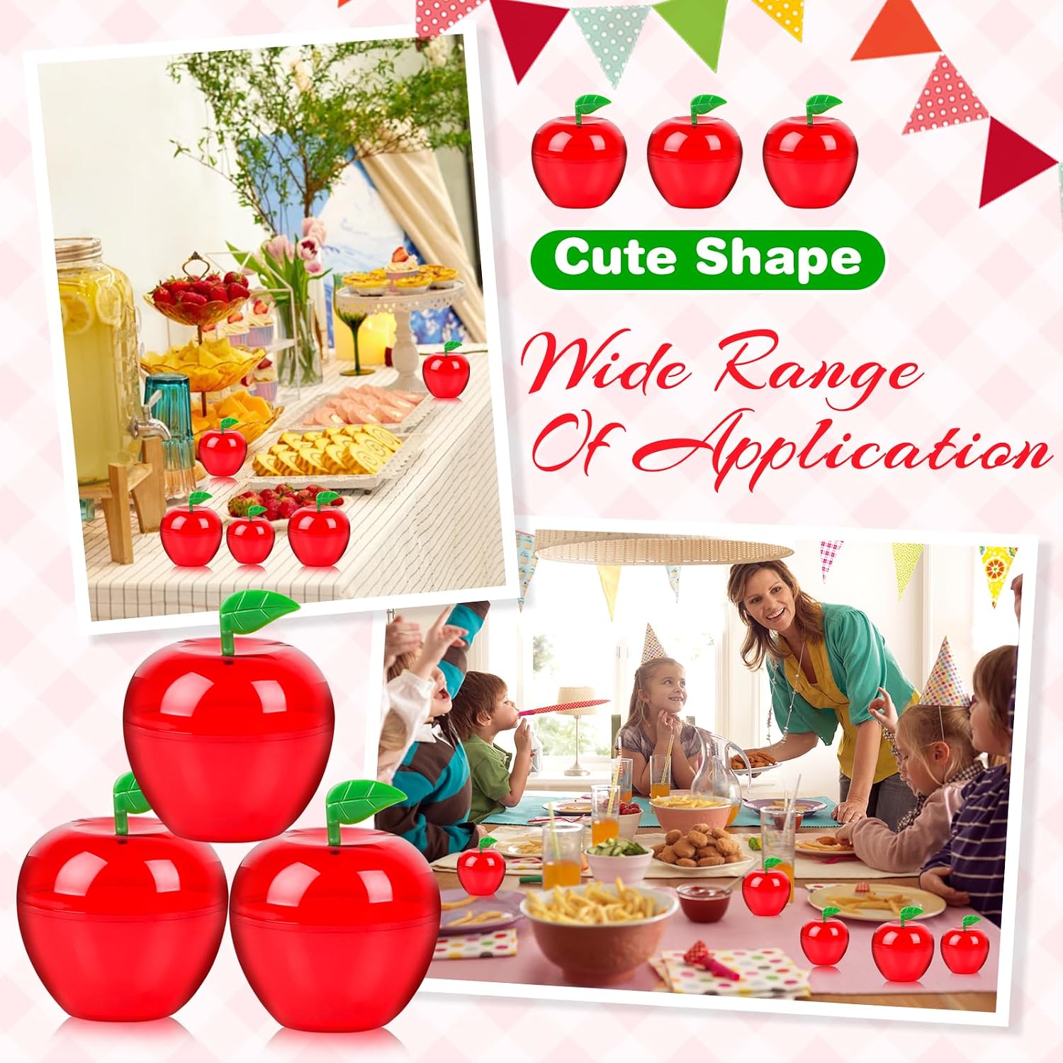 FOIMAS Plastic Apple Container,24pcs Red Apple Container Candy Boxes Jars Fillable Treat Box for Graduation Gift School Classroom Teacher Appreciation Gift Back to School Party Supply