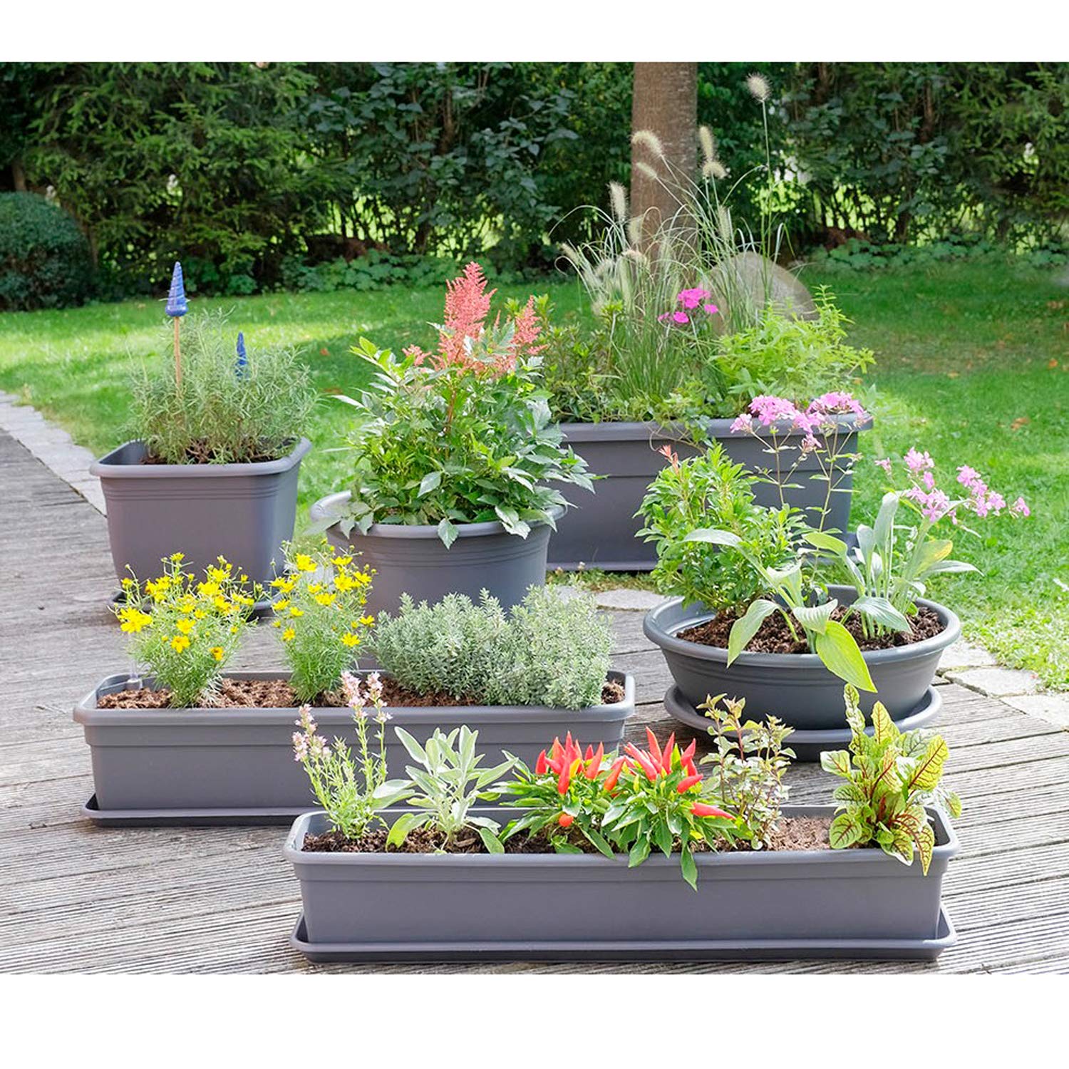 Pot De Fleurs Floralo 21 Cm - Plastique Résistant Aux Intempéries - Avec Trous De Drainage, Pour Intérieur/extérieur