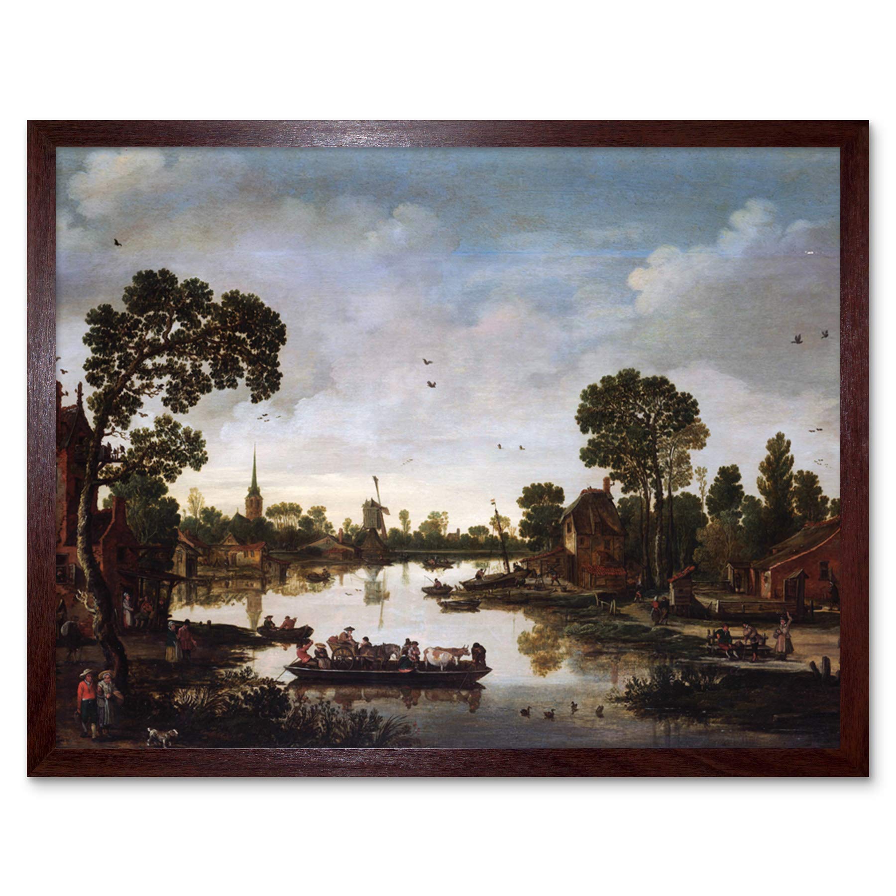 Artery8 Van De Velde Cattle Ferry Boat Landscape Painting Art Print Framed Poster Wall Decor 12x16 inch