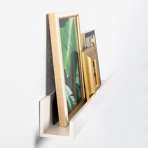 Miniatura 3 de Kate and Laurel Levie - Juego de 2 estantes flotantes de madera de 24 pulgadas para pared, color blanco