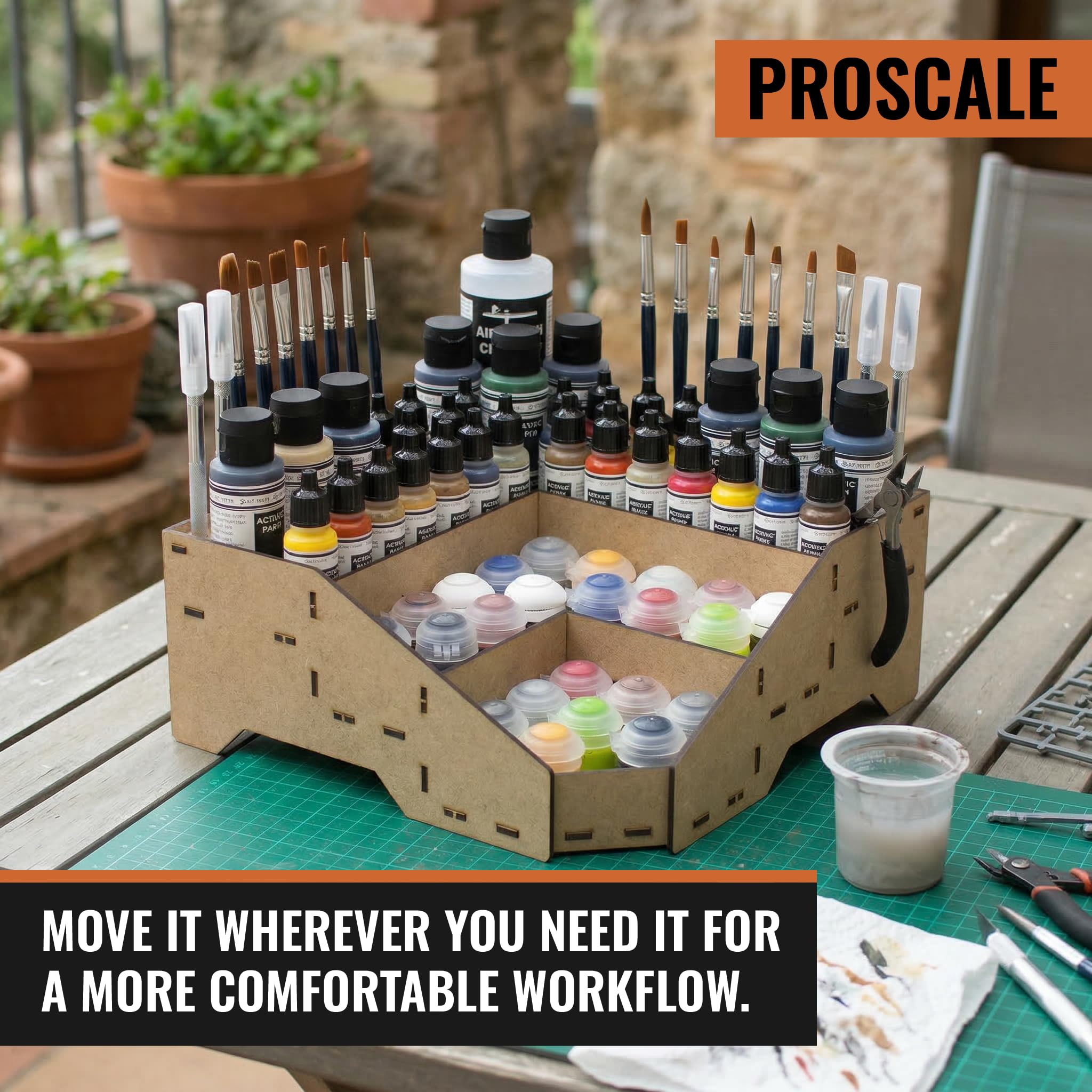 PROSCALE Paint Rack for model paints. Hobby craft Citadel Vallejo Tamiya Army paint rack stand Portable paint holder organiser Miniature warhammer paint storage Stand Model painting station (Model D)