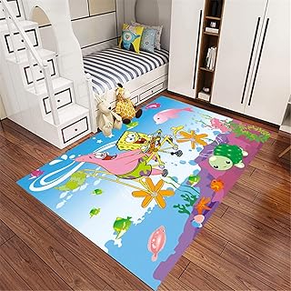 LGXINGLIyidian Tapis Bob L'Éponge D'Anime Créatif Tapis Doux Antidérapant De Décoration D'Intérieur Imprimé en 3D J-1505P 100X150Cm
