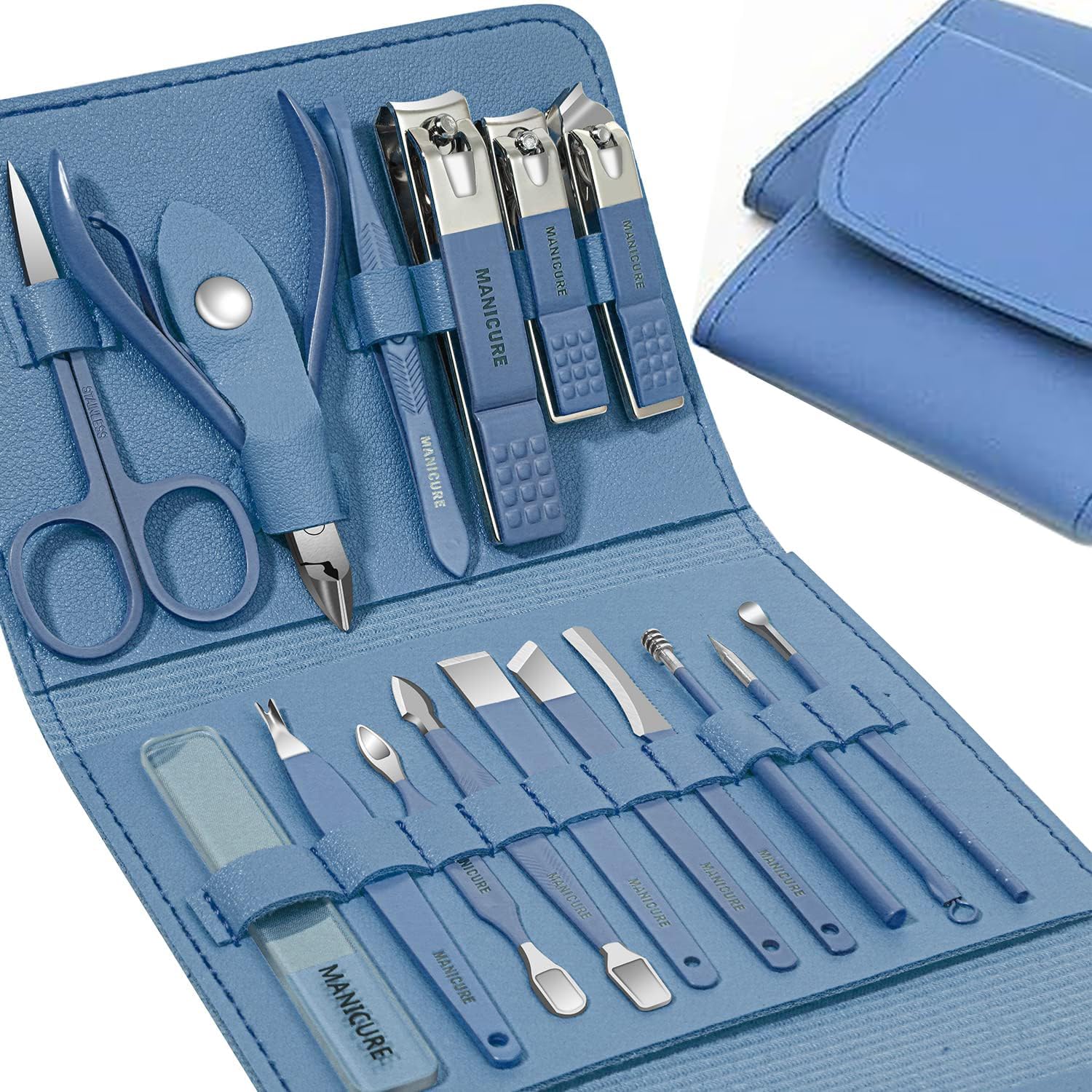 16 IN 1 Manicure Set, Stainless Steel Professional Manicure Set Nail Cutter For Women Nail Scissors Luxury Grooming Kit Manicure Pedicure Kit For Women Nail Acne Remover needle-image-31