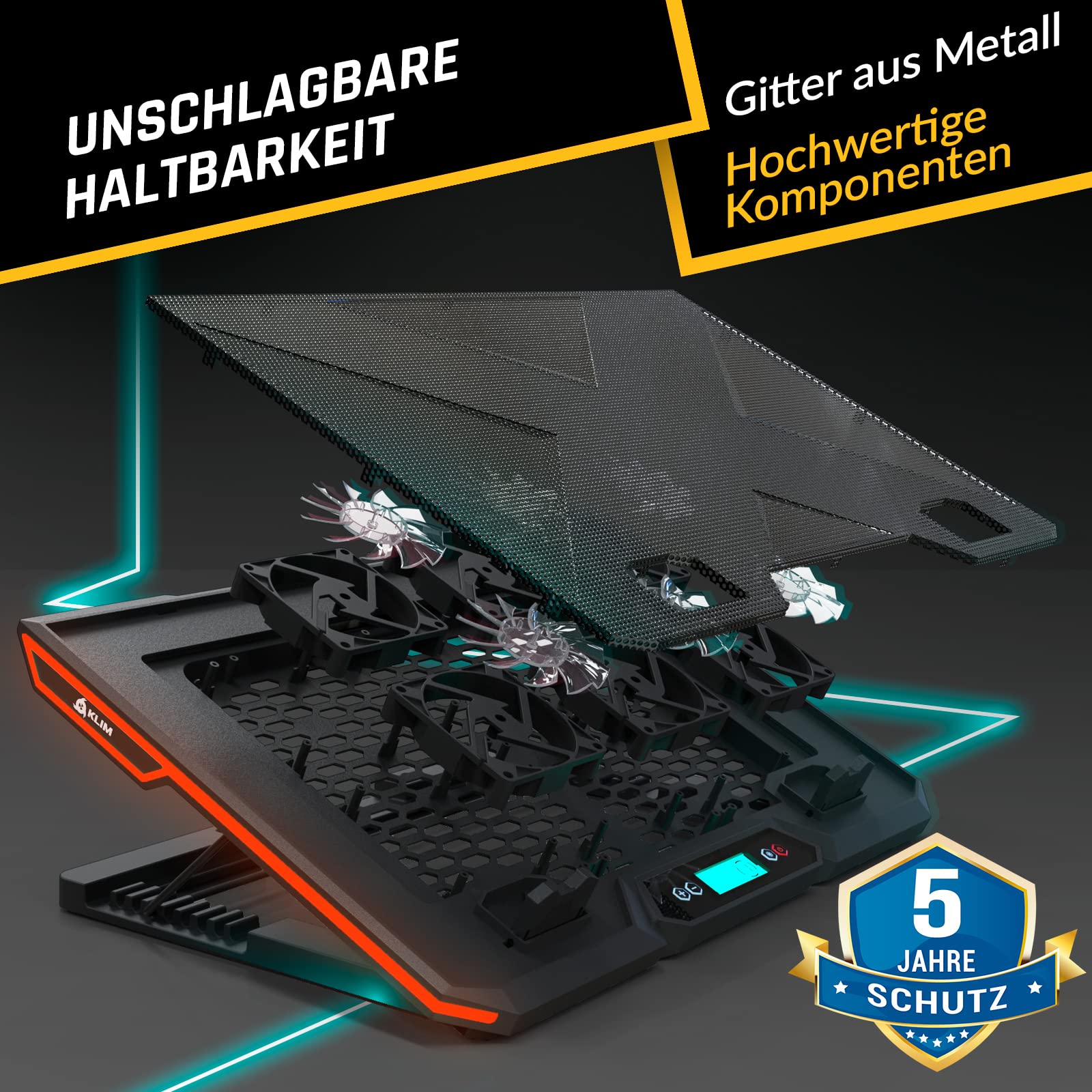 Glacier Laptop Cooler With RGB Lighting For 11 To 17 Inch 6 Fans With Strong Airflow Made Of Durable ABS And Metal Grille Black product thumbnail 6