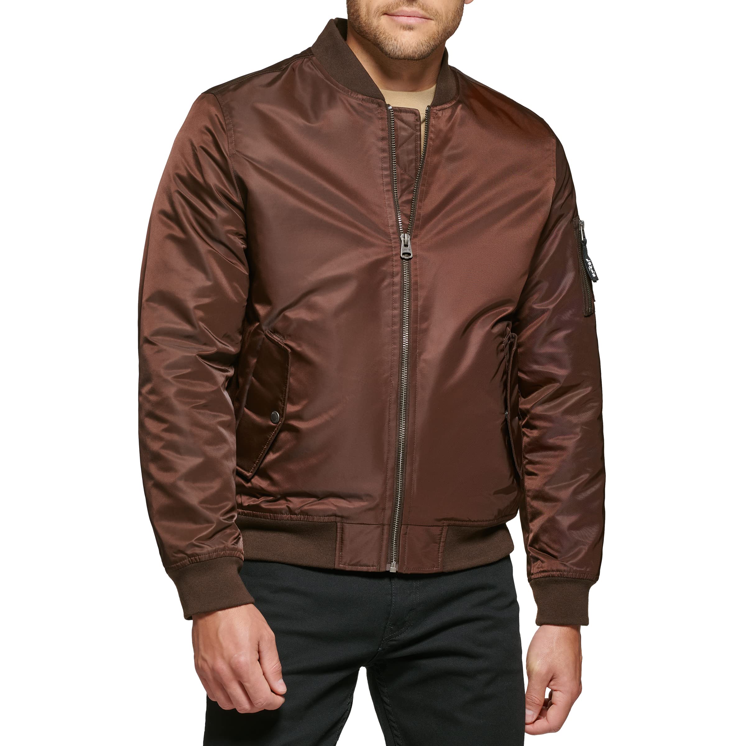 Levi's Men's Flight Lightweight Zip-up Bomber Jacket Varsity, Dark Brown Ma-1 Filled, M