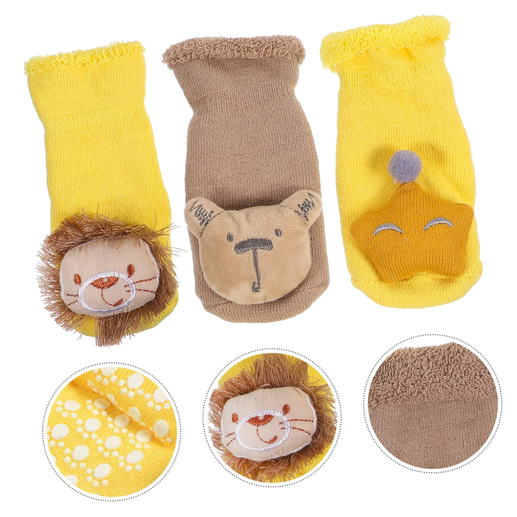 WRITWAA Cute Cartoon Baby Socks 3 Pair Set Soft Cotton Non-slip Sole Floor Socks for Boys and Girls