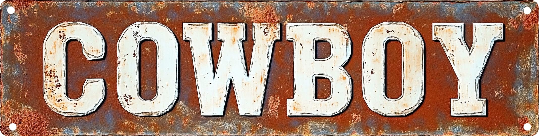 Vintage Tin COWBOY Sign Retro Metal Sign,Suitable for home, street, shop, garage, bar, farm, garden - multi-purpose metal sign for indoor/outdoor use Plaque 4x16 Inch