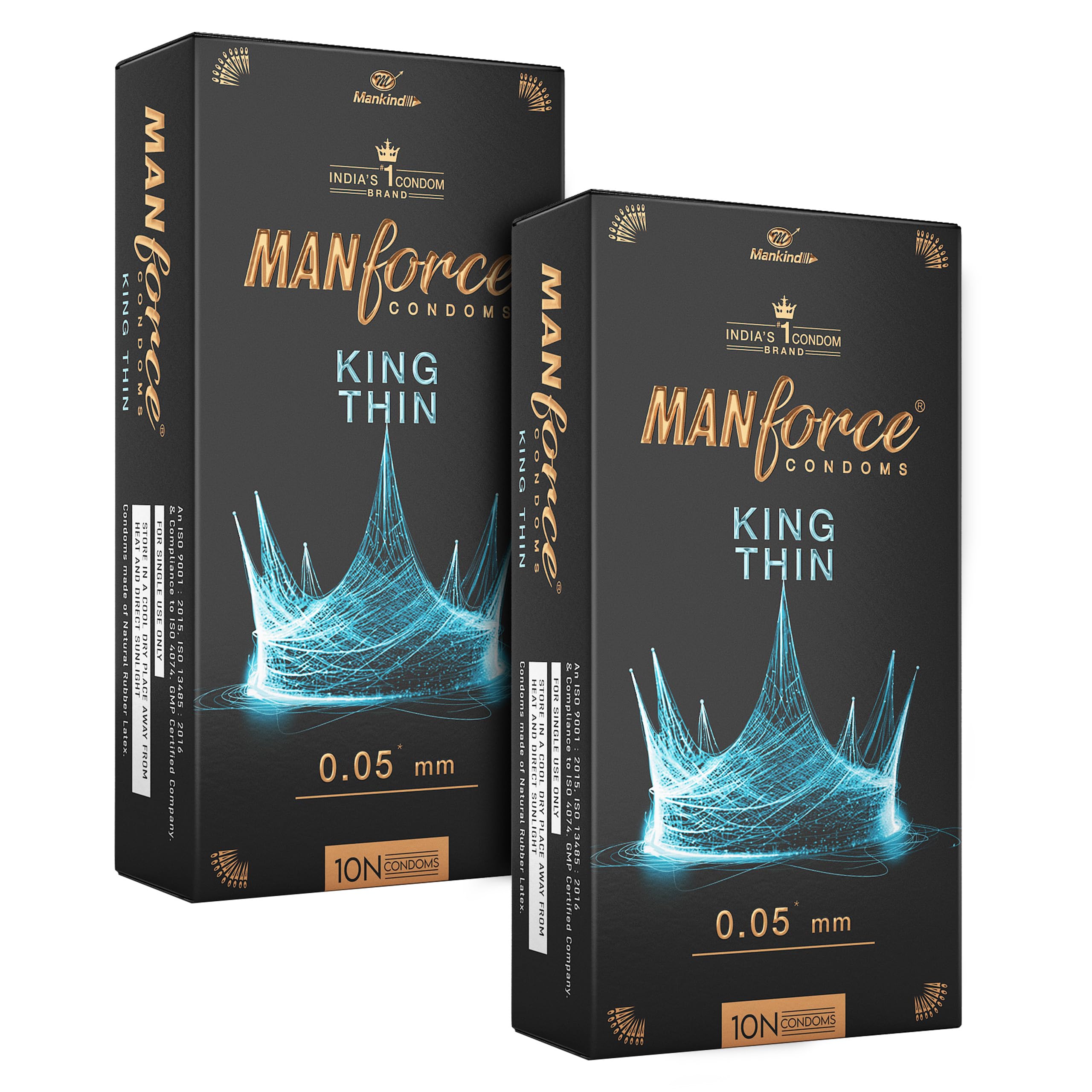 Manforce King Thin Ultra-Thin Unflavoured Condoms, 10 Pieces x Pack of 2