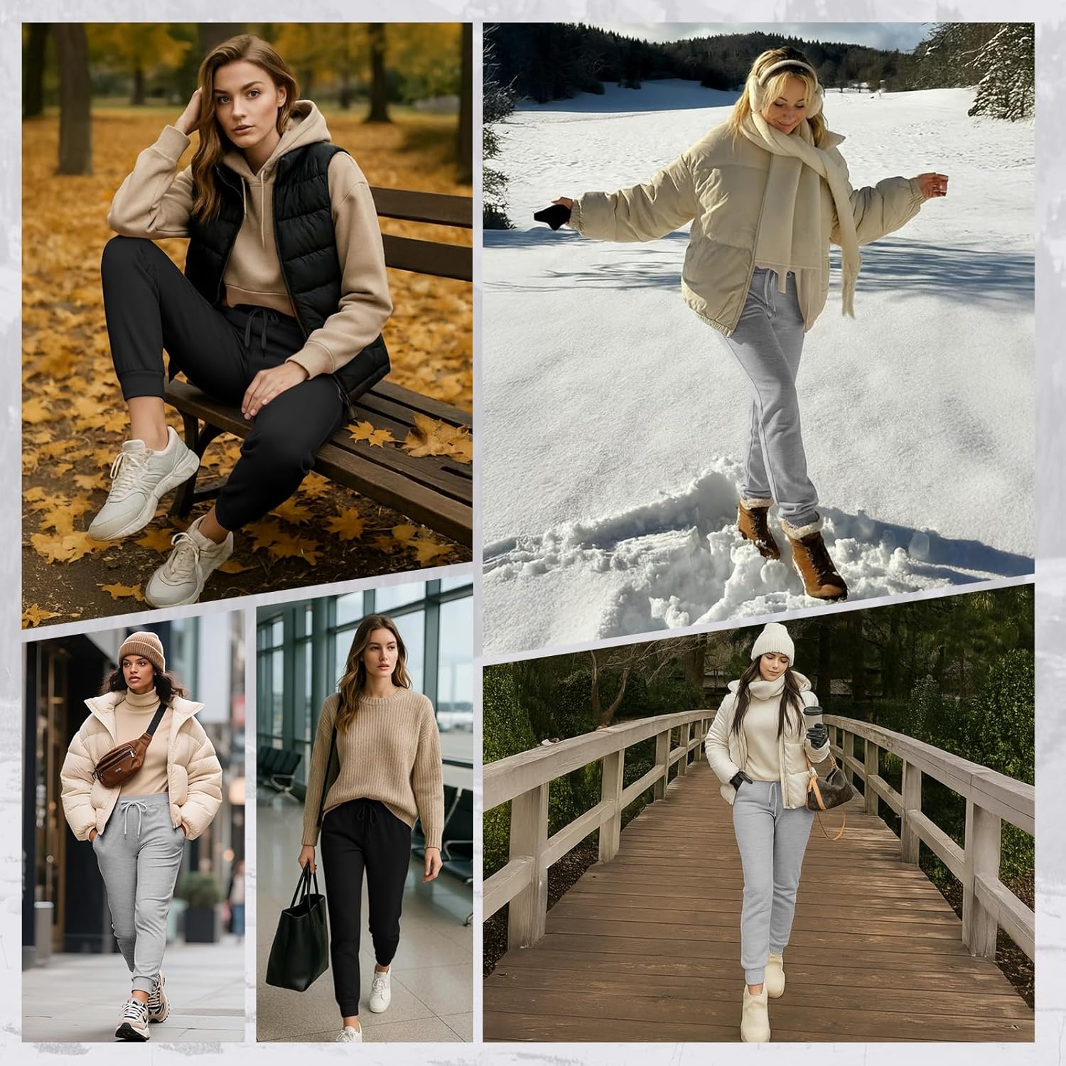 Coume 2 Pcs Women Sherpa Lined Sweatpants Winter Warm Womens Fleece Joggers with Pockets Thermal Athletic Running Pants - Image 7