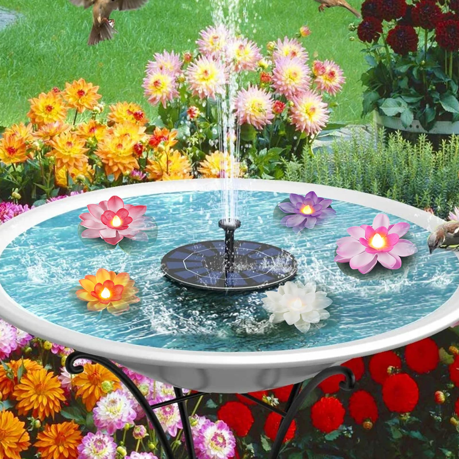 Confezione da 6 fiori galleggianti a LED, lanterna galleggiante con ninfee artificiali, fiori galleggianti, fiori di loto galleggianti, ninfee di fiori di loto, per laghetto da giardino, patio