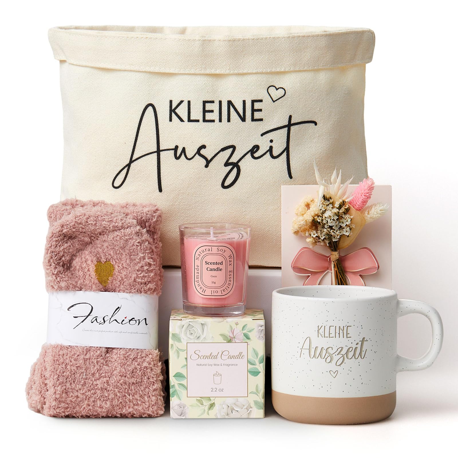 Xuniea Kleine Auszeit Geschenkkorb Frauen Wellness Geschenke Entspannung Spa Ritual Geschenkset für Sie Mama Oma Patin 18 80. Geburtstagsgeschenk für Beste Freundin Chefin Lehrerin(Rosenrosa)