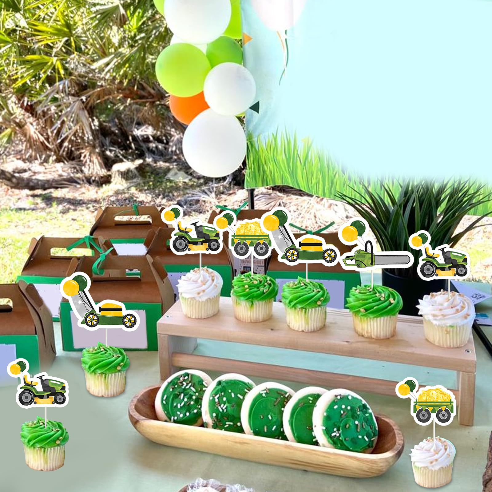 Farm Tractor Cupcake Toppers - 13-Piece Set, Farm Birthday Party Decor, Cake And Cupcake Decorations