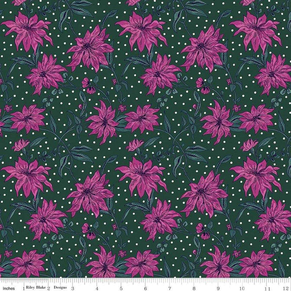 Fat Quarter Liberty Christmas Poinsettia Pink Cotton Quilting Sewing Fabric