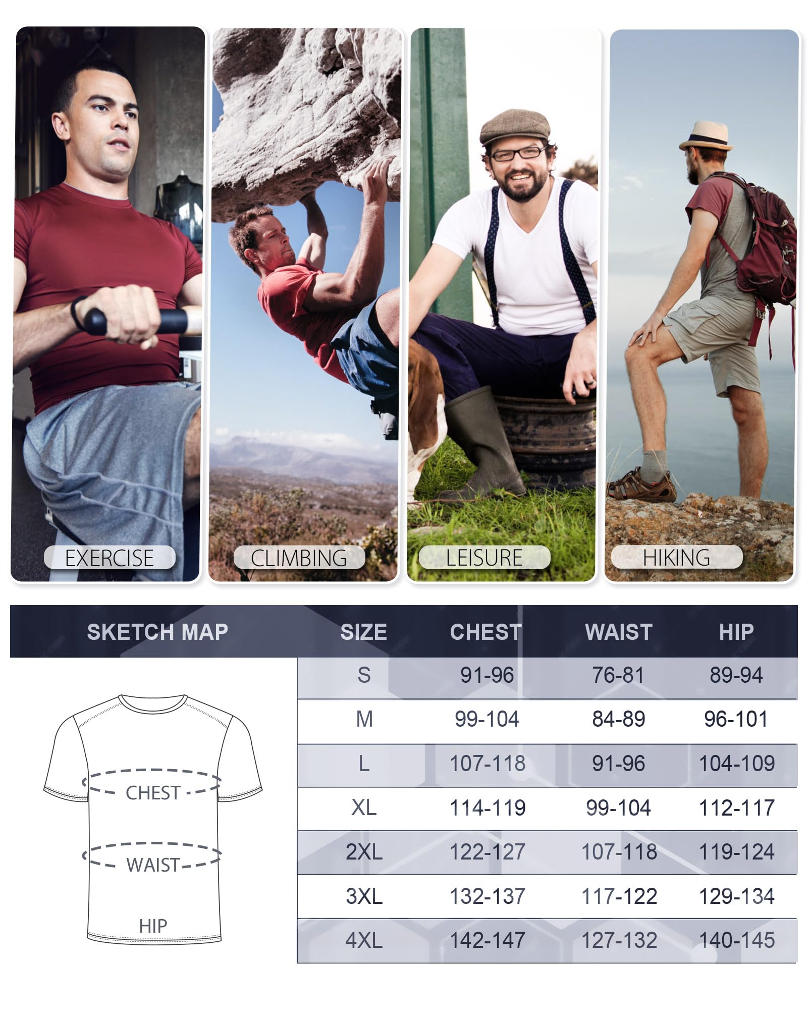 33,000ft Mens Sport Tshirt Manica Corta ad Asciugatura Rapida Camicia Traspirante Regular Fit per la Corsa Allenamento