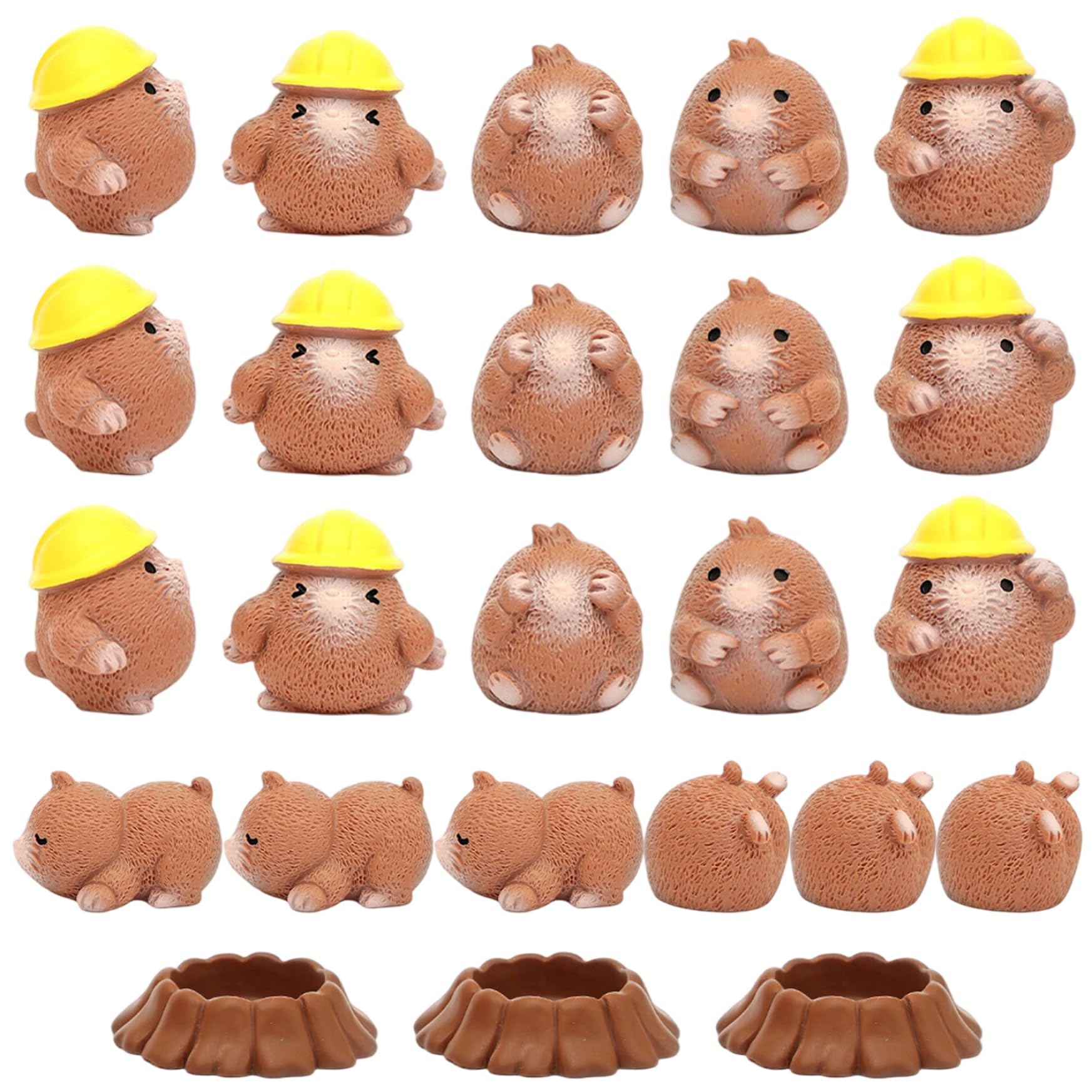 Cylosyn Mini Resin Gopher Figurines, 24PCS Tiny Animal Set with 8 Poses for Fairy Garden, Dollhouse Decor, DIY Crafts & Office Desk Ornaments