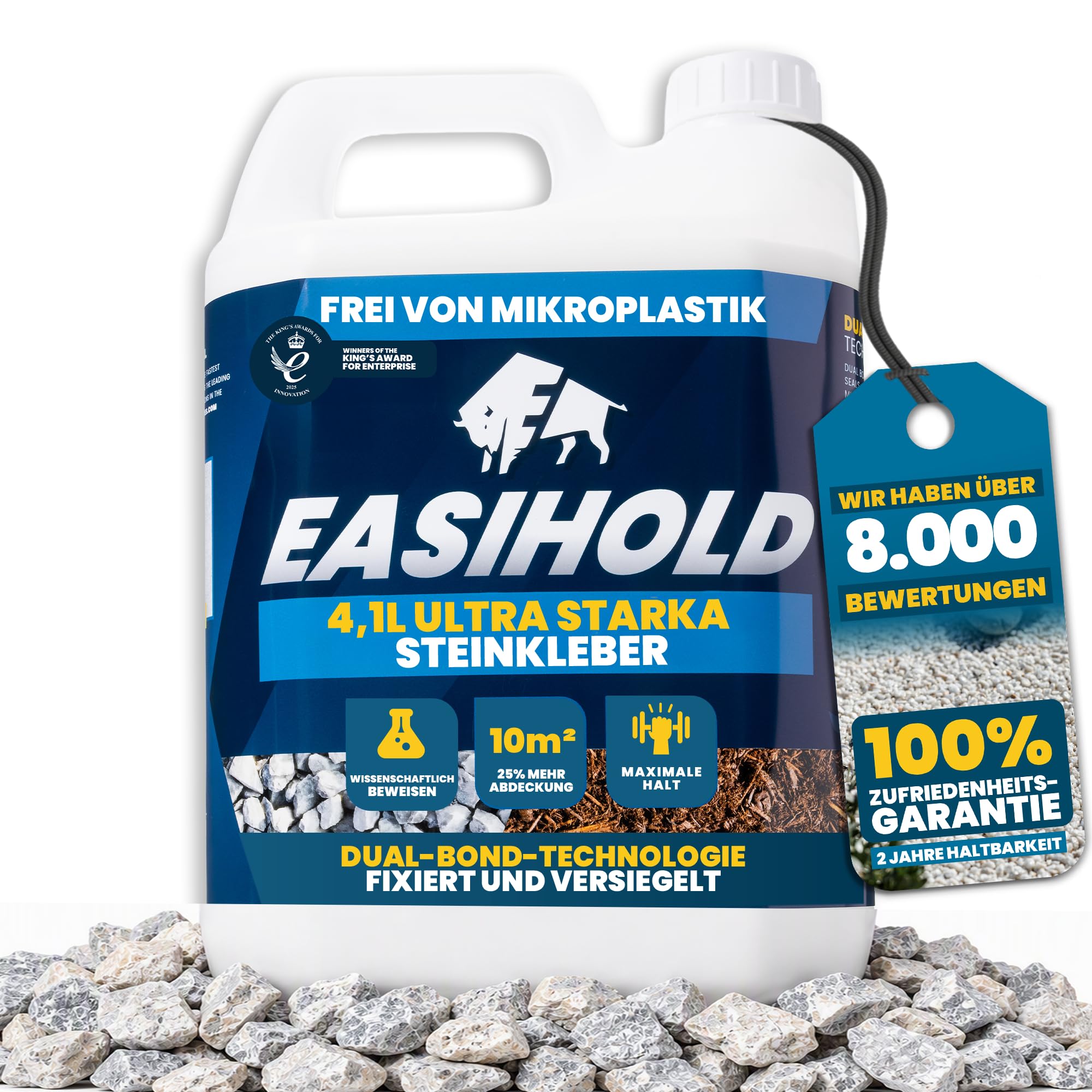 Vuba Easihold - Colla per pietra e colla per pacciamatura, tecnologia Dual Bond pronta all'uso, ghiaia e stabilizzatore di corteccia per paesaggistica, terrazze e sconti (4,1 l)