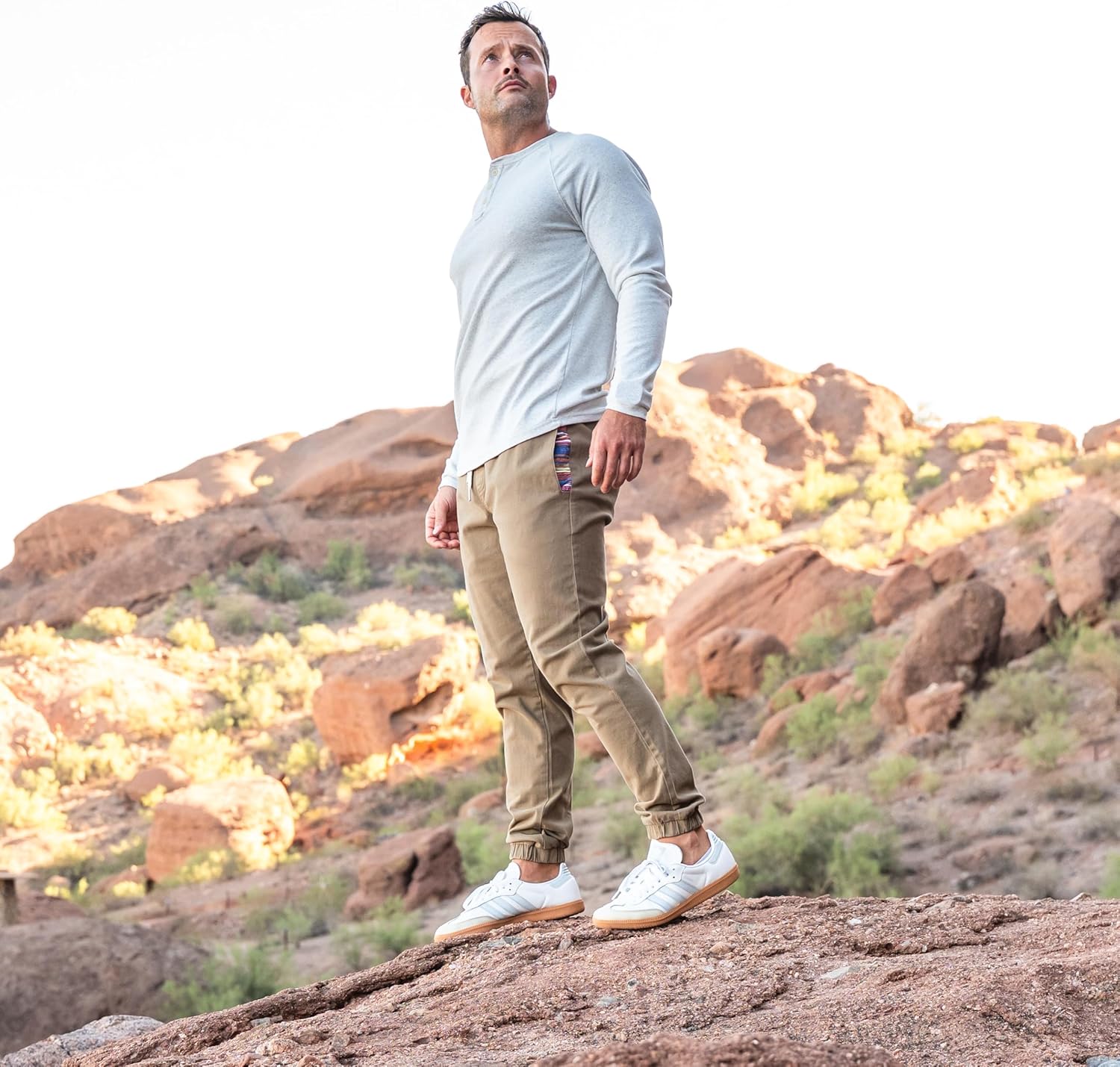 Wowie Mens Rambler Joggers, Chino Style Stretch Joggers, Soft Cotton Spandex Pants with Stretch Ankle Cuffs & Pocket Accents - Image 4