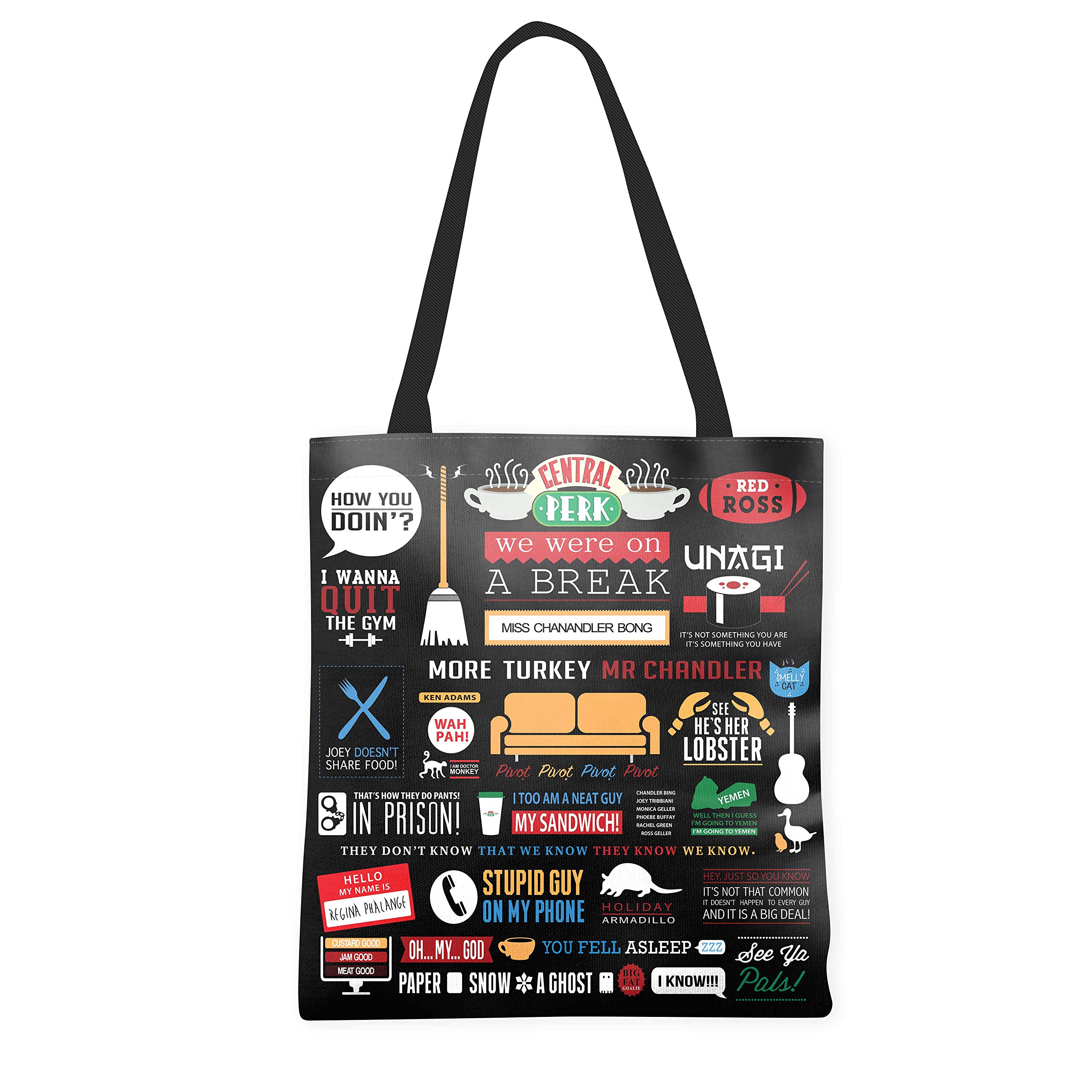 MCSID RAZZ Friends TV Series Infographic Design Large Canvas Handbags for Women | Tote Bag for Grocery, Shopping, Travel, Beach | Shoulder Bags for Women-Officially Licensed By Warner Bros, USA (B08MTNN4B6) Amazon Price History, Amazon Price Tracker