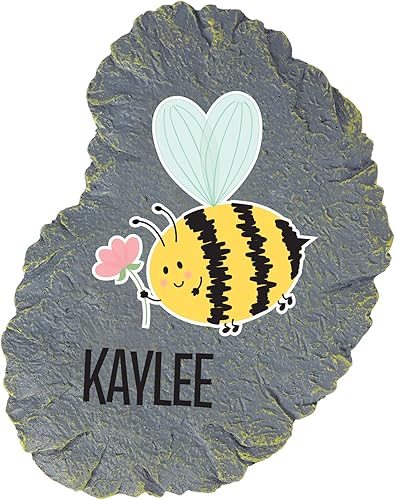 Let's Make Memories Razones personalizadas para abejar piedra de jardín feliz Piedra de jardín de abeja pequeña Diseño de flor rosa 6 pulgadas de