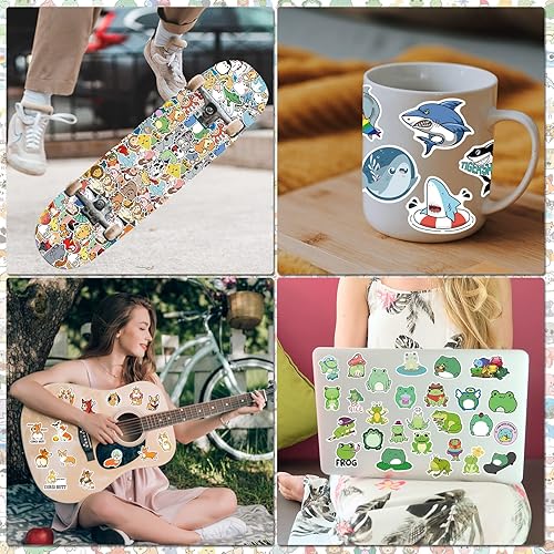 Miniatura 6 de Paquete de 600 calcomanías de animales lindos, calcomanías de vinilo Arme, grandes calcomanías impermeables coloridas para botellas de agua,