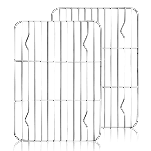 Herogo Cooling Rack Set of 4, Stainless Steel Cooking Baking Rack, Fit Various Size Cookies Sheets, Rectangular Rack for Cooling Grilling Roasting, Rust Free & Dishwasher Safe