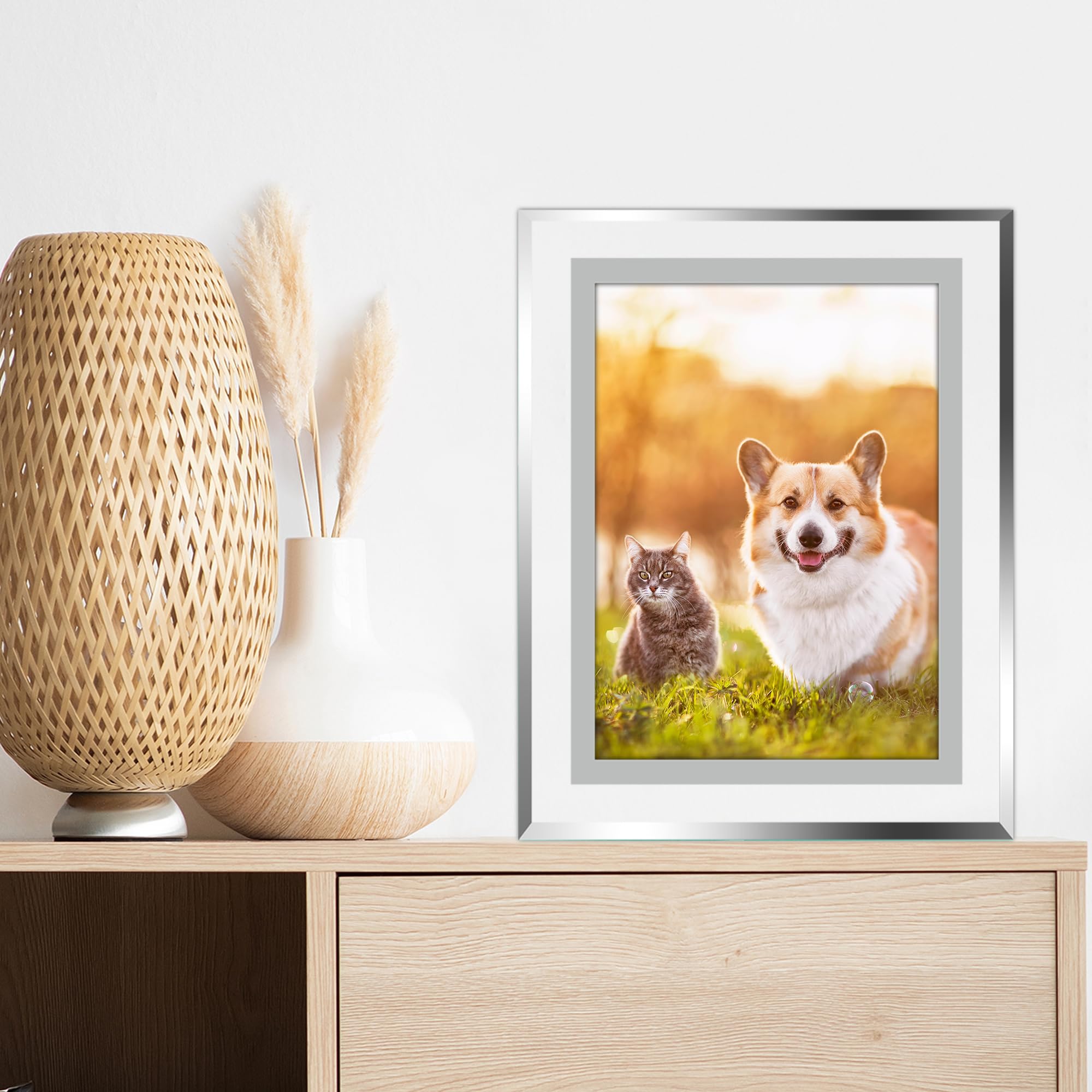 Amazon.com - Yopih 5x7 Picture Frame Set of 2, Glass Photo Frames