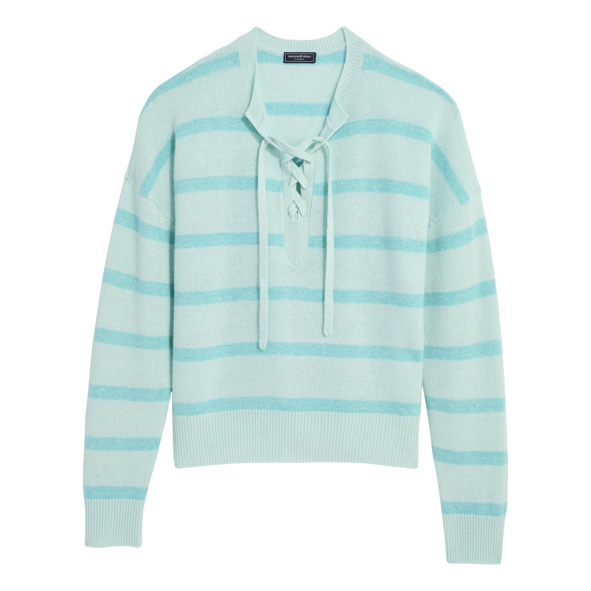 Vineyard Vines Womens Linen Cashmere Lace-up Crewneck Sweater