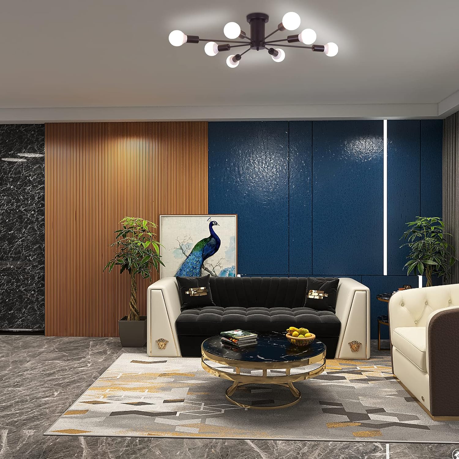 Suреr Chеар 🛒 8 Lights Flush Mount Ceiling Lights Fixture Sputnik Chandelier Mid-Century Ceiling Lights for Bedroom Living Room Dining Room Kitchen,Black Suреr Brаndѕ 8 Lights Flush Mount Ceiling Lights Fixture Sputnik Chandelier Mid-Century Ceiling Lights for Bedroom Living Room Dining Room Kitchen,Black