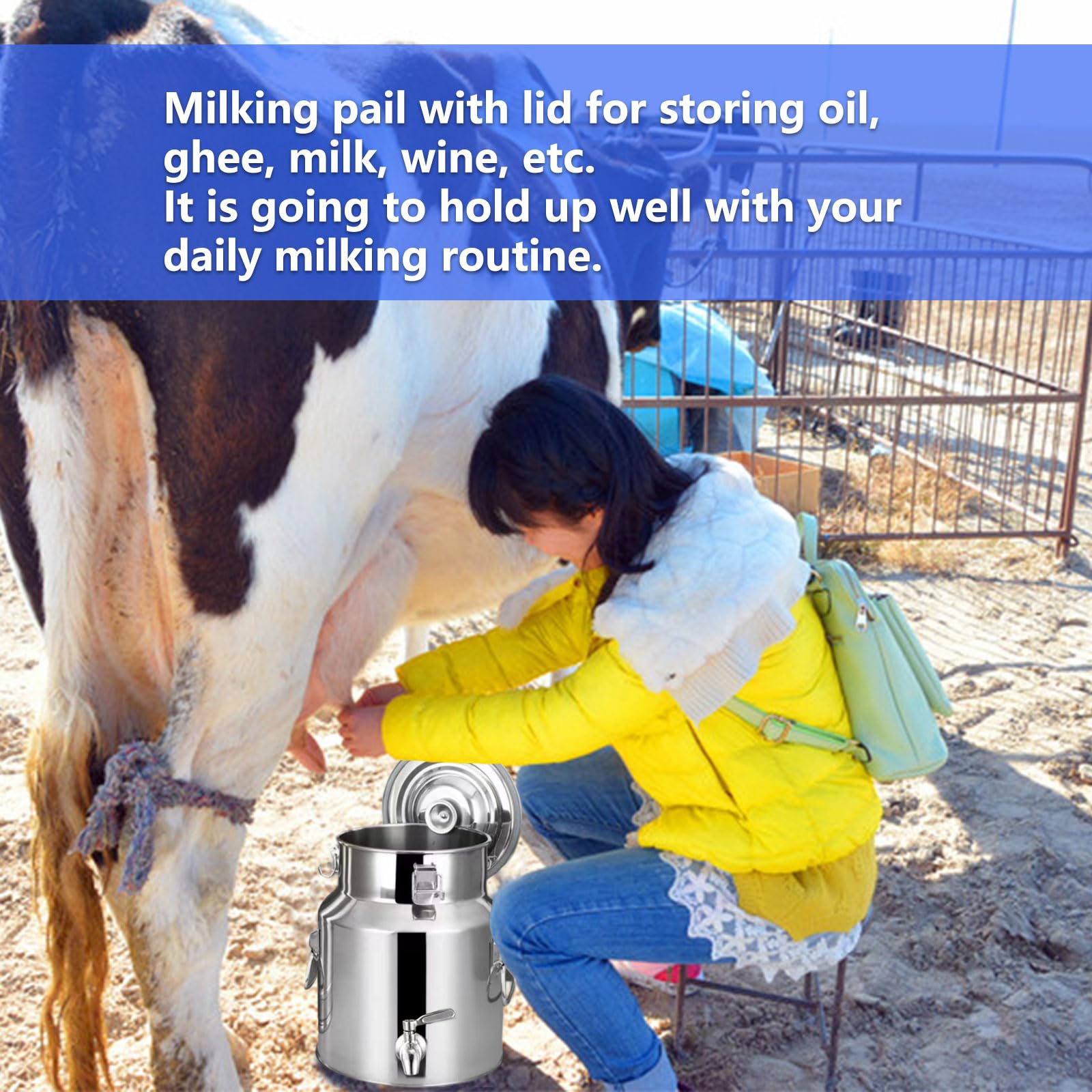 Générique Pichet à Lait en Acier Inoxydable 24 L avec Robinet – Seau hermétique pour Lait, vin, Huile – Récipient Durable de qualité Alimentaire, idéal pour Un Usage Domestique ou Commercial