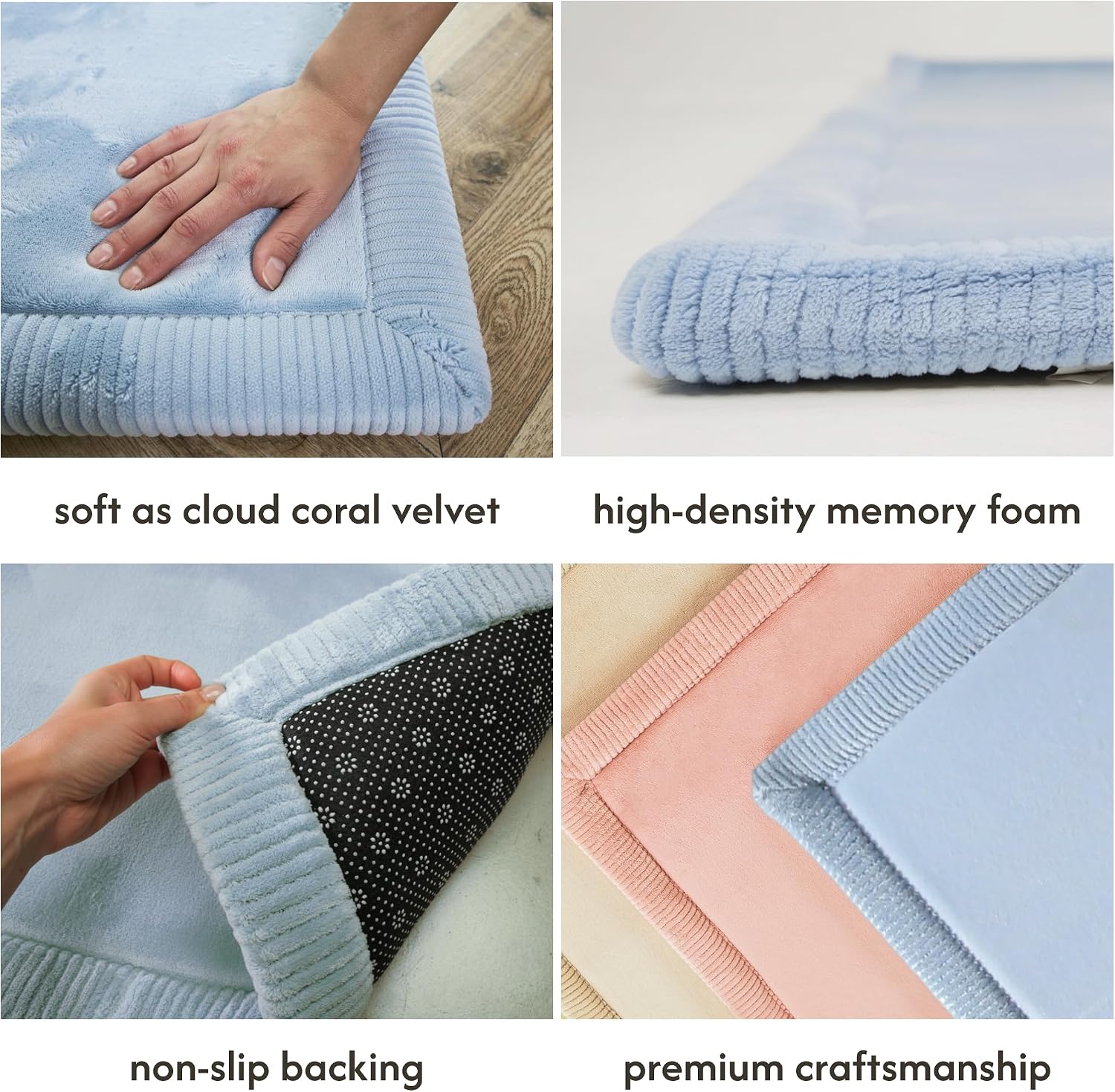 Hakuna Matte CloudSoft Baby Play Mat for Floor 60" x 80" Blue – Coral Velvet Memory Foam Rug for Crawling & Cozy Play – Non-Slip, Water-Resistant, Easy-CareTummy Time Mat, Playmat for Playpen