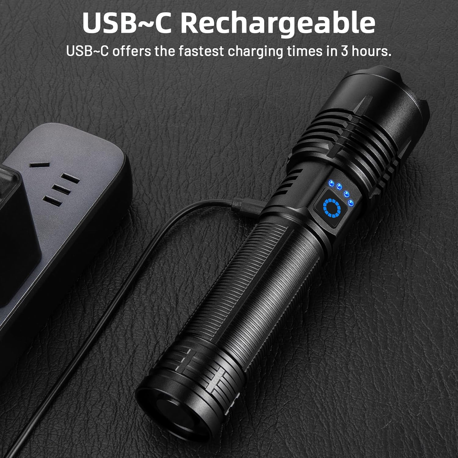 4 Pack Flashlight Rechargeable High Lumens, 99000 Lumen Super Bright LED FlashLights, 5 Modes Adjustable Powerful Handheld Flash Light for Home, Camping, Hiking - Image 3