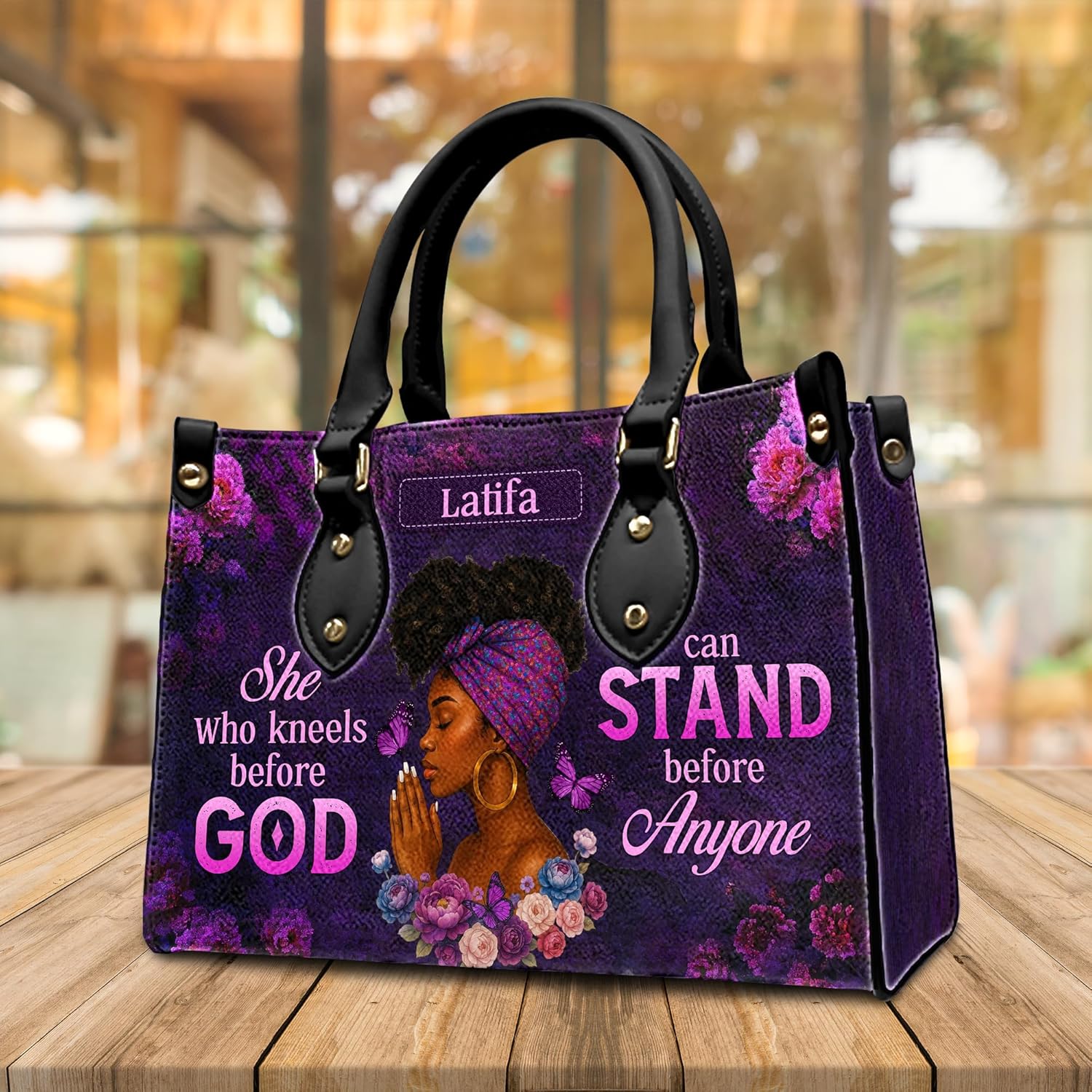 Personalized Leather Handbag for Black Women, Custom African Purse Bag Set, Birthday Meaningful Gifts for Mom, Friend