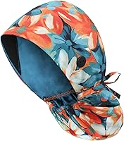 Vista 38 de Gorra médica con forro de satén con bolsillo para cola de caballo, gorro de enfermera médica de algodón con banda elástica para el sudor