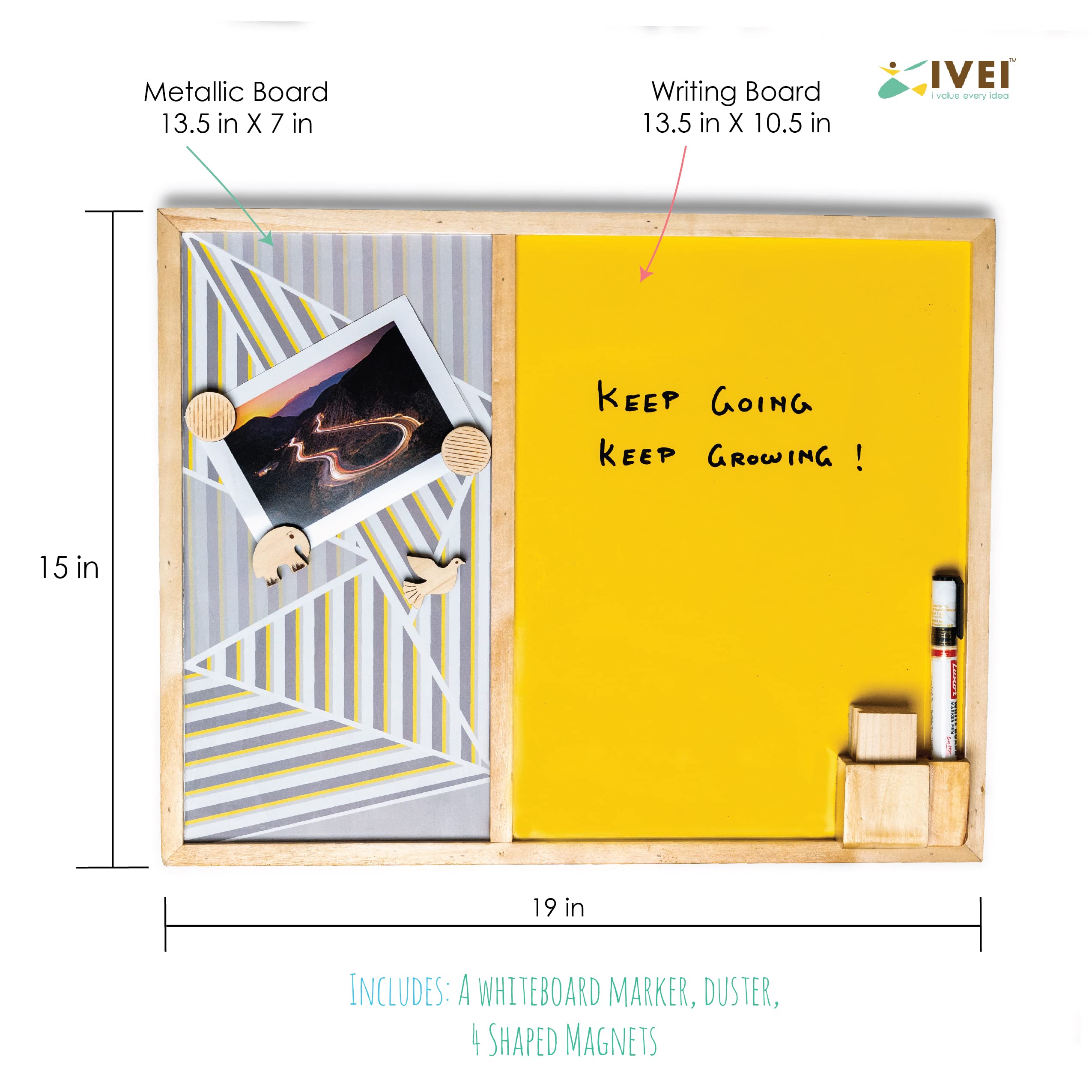 IVEI Tablero de combinación con tablero magnético y tablero de escritura amarillo, organizador innovador para niños y adultos con imanes para hacer tablas, el mejor regalo para el hogar, la oficina