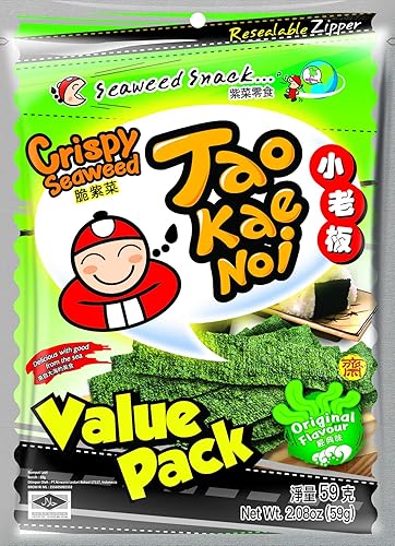 Tao Kae Noi - Chips de algas secas crujientes  Chips de algas marinas tailandesas  Snacks Nori saludables para niños y adultos  Sabor original