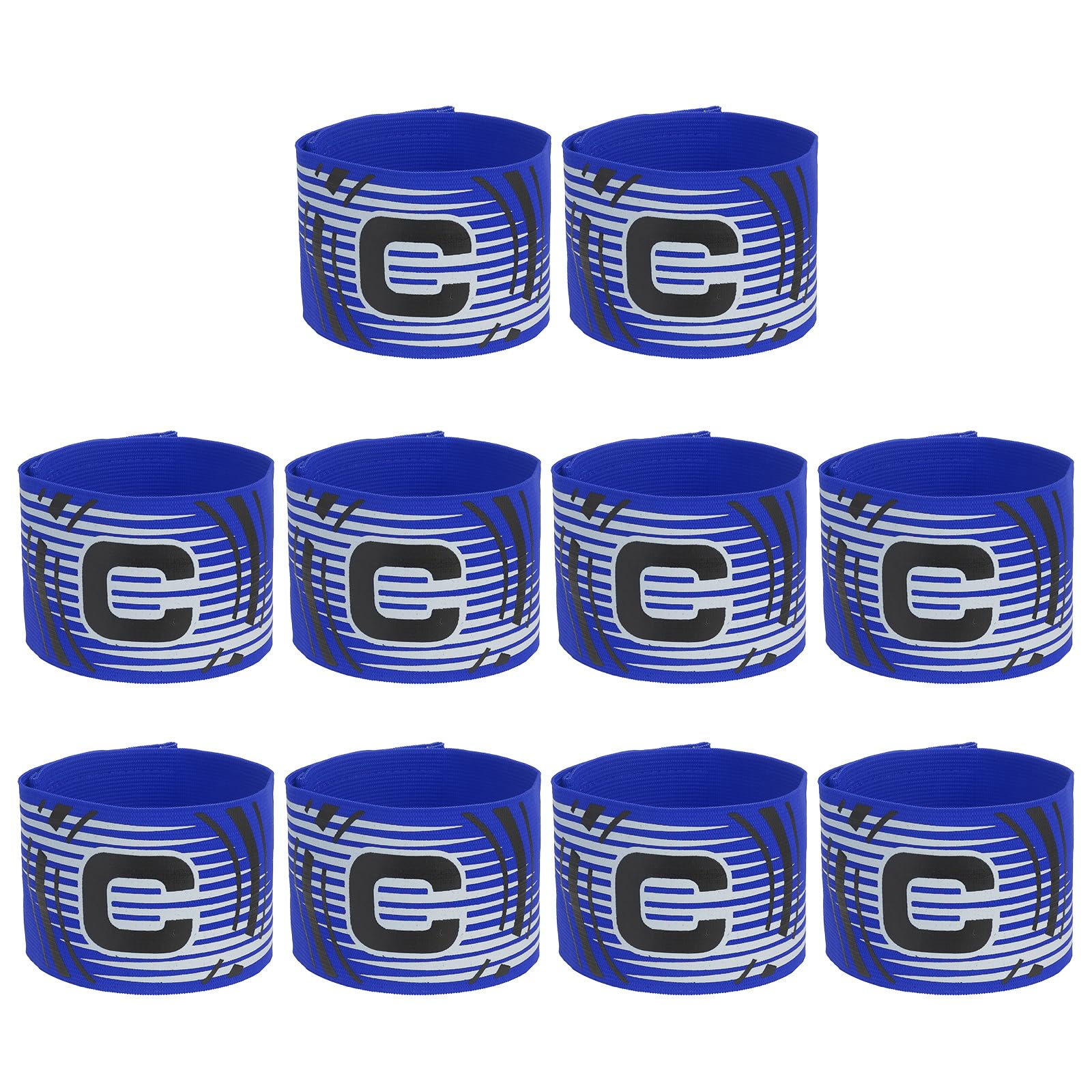 PATIKIL Soccer Captain Armband, 10 Pcs Captain Arm Bands for Soccer Elastic Captain C Arm Band Sports Captain Armbands for Youth Adult Football Team Training Blue